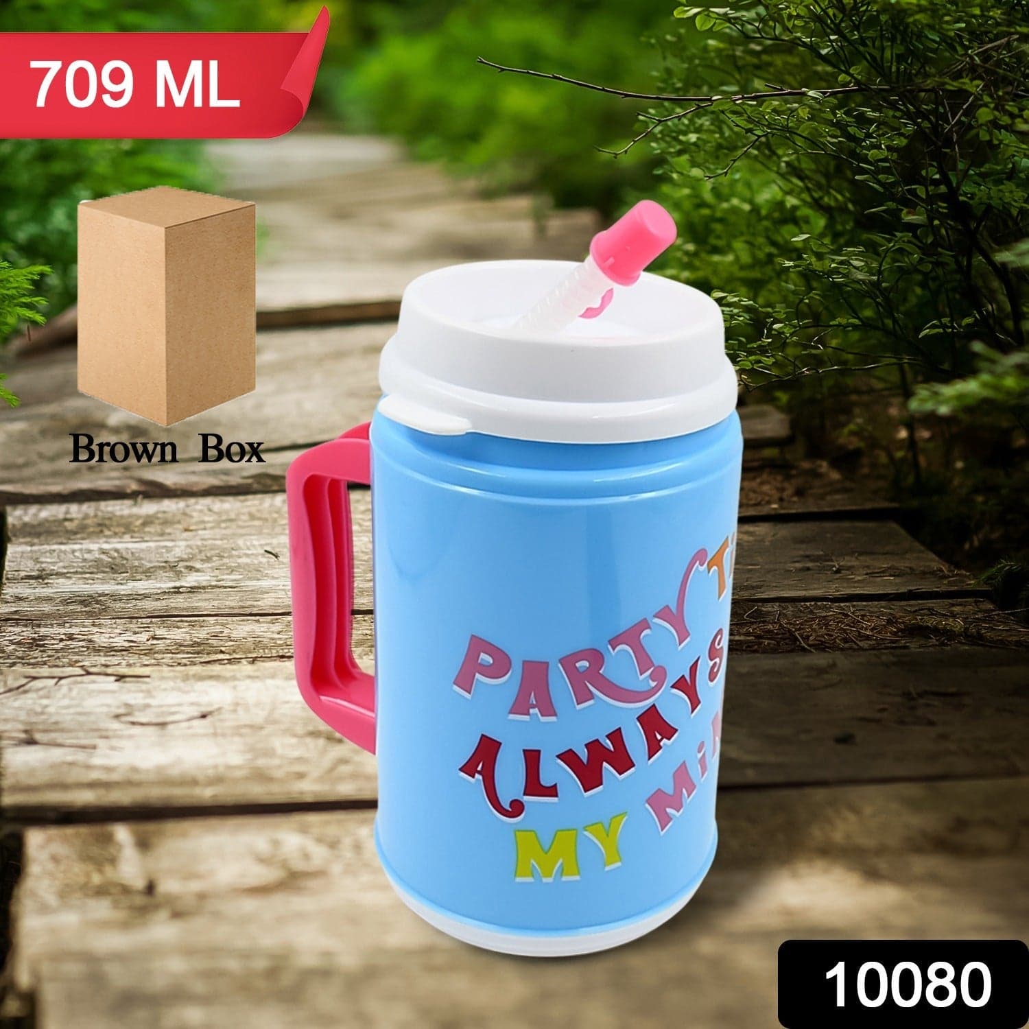 Insulated Mug with Lid Handle Flexible Straw with Cap (709 ML) thumbnail 2