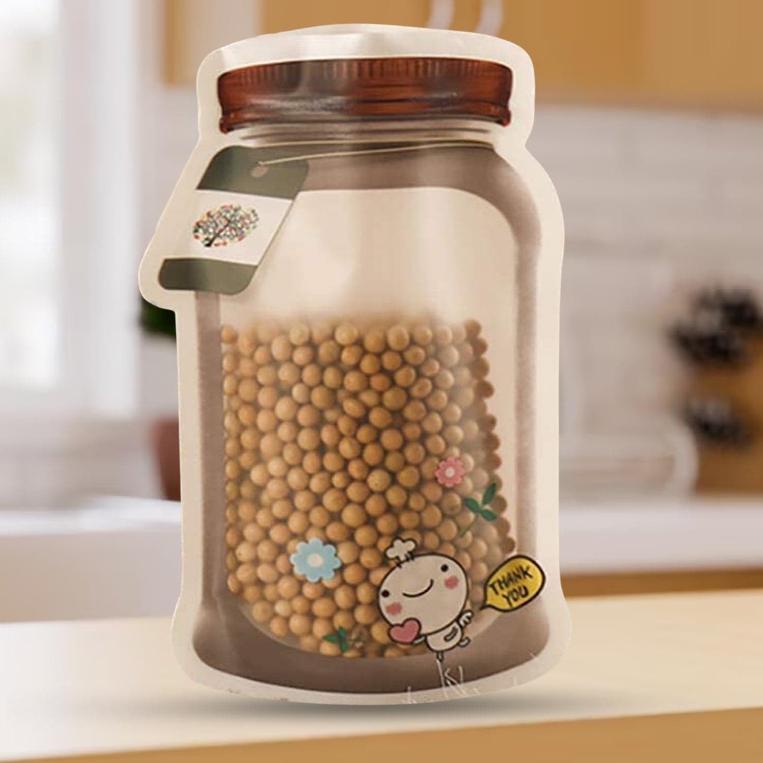 Plastic Transparent Big Jar Shaped Pouch With Zipper (1 Pc) thumbnail 1