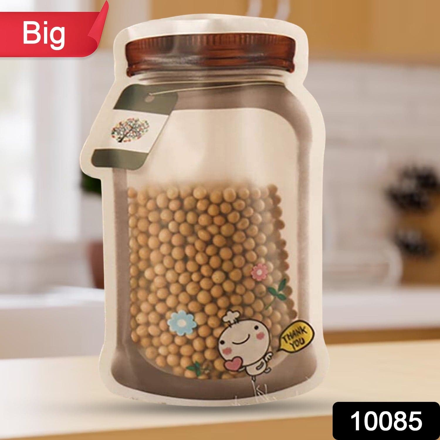 Plastic Transparent Big Jar Shaped Pouch With Zipper (1 Pc) thumbnail 2