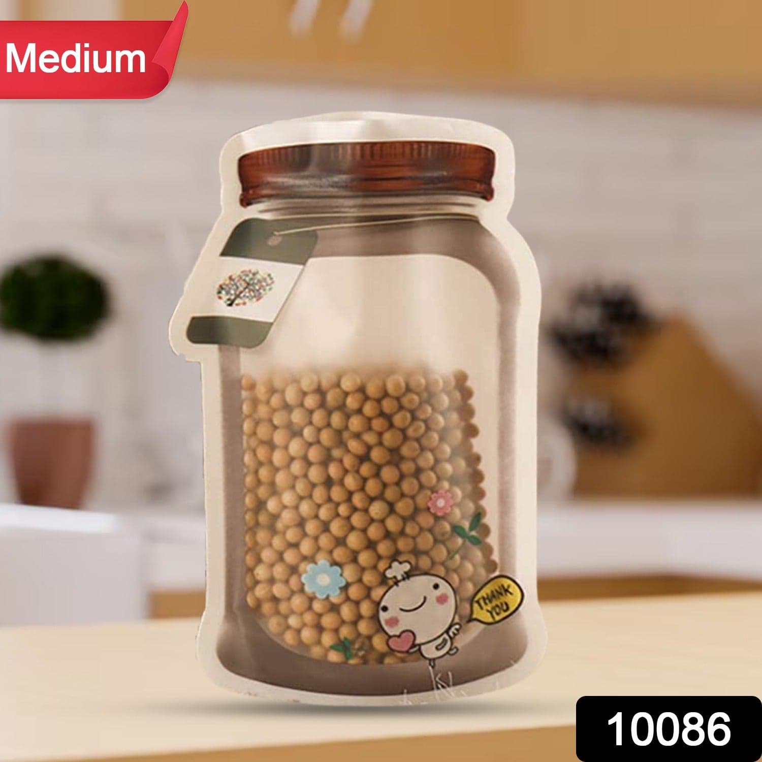 Plastic Transparent Medium Jar Shaped Pouch With Zipper (1 Pc) thumbnail 2