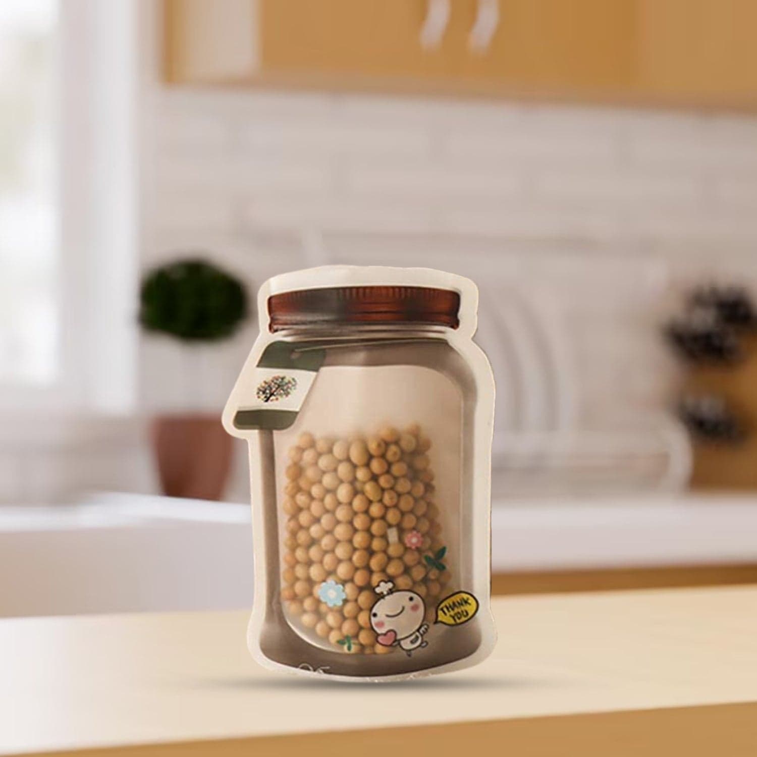 Plastic Transparent Small Jar Shaped Pouch With Zipper (1 Pc) thumbnail 1