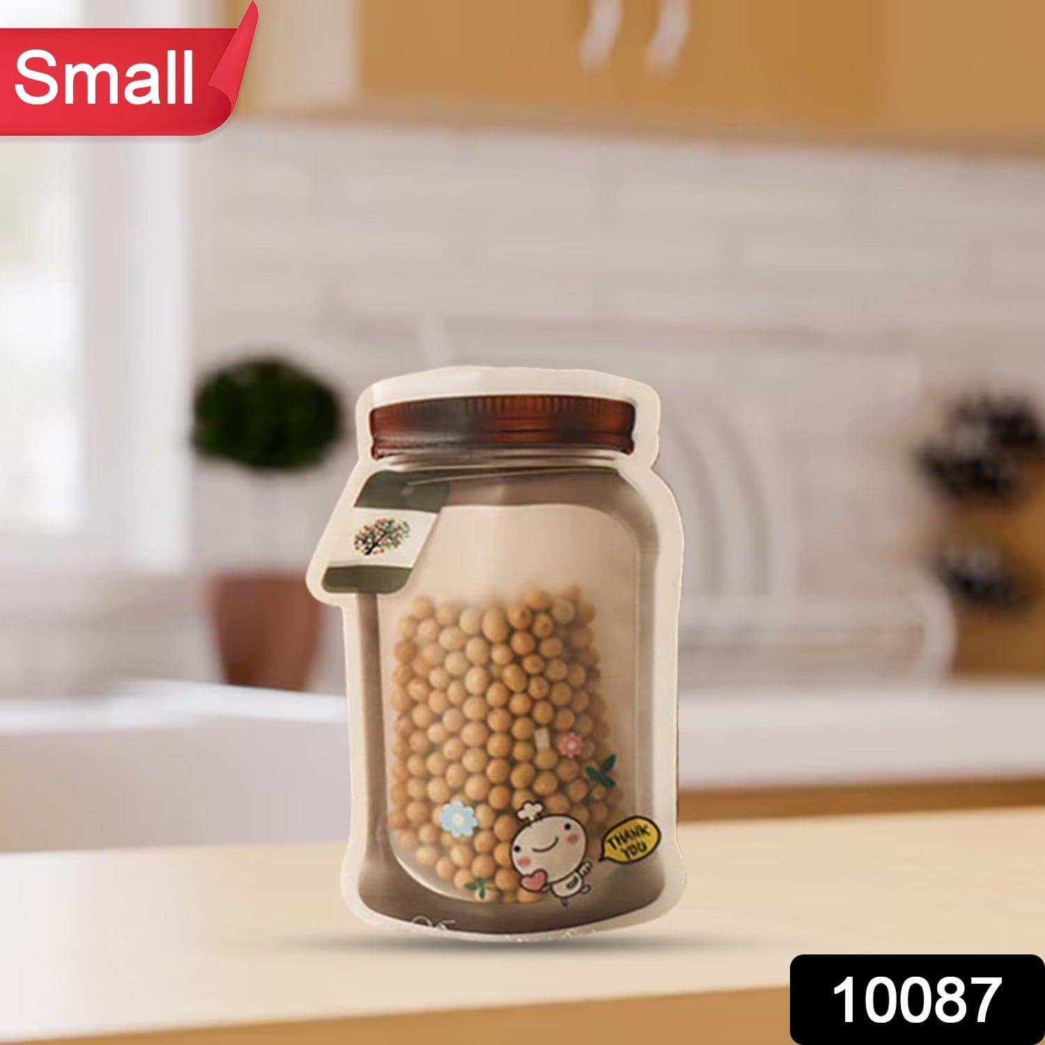 Plastic Transparent Small Jar Shaped Pouch With Zipper (1 Pc) thumbnail 2
