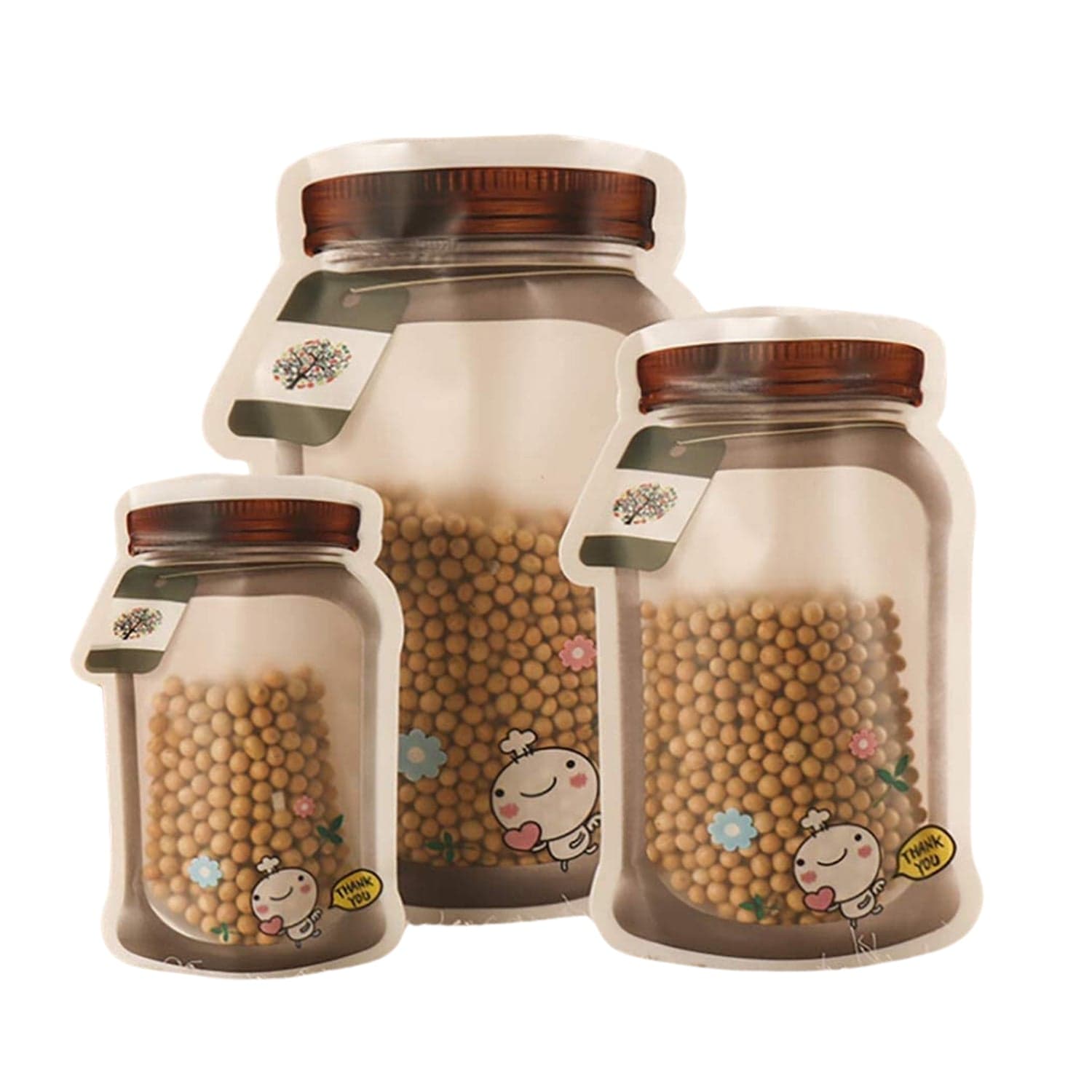 Plastic Transparent Jar Shaped Pouch With Zipper (3 Pcs Set) thumbnail 5
