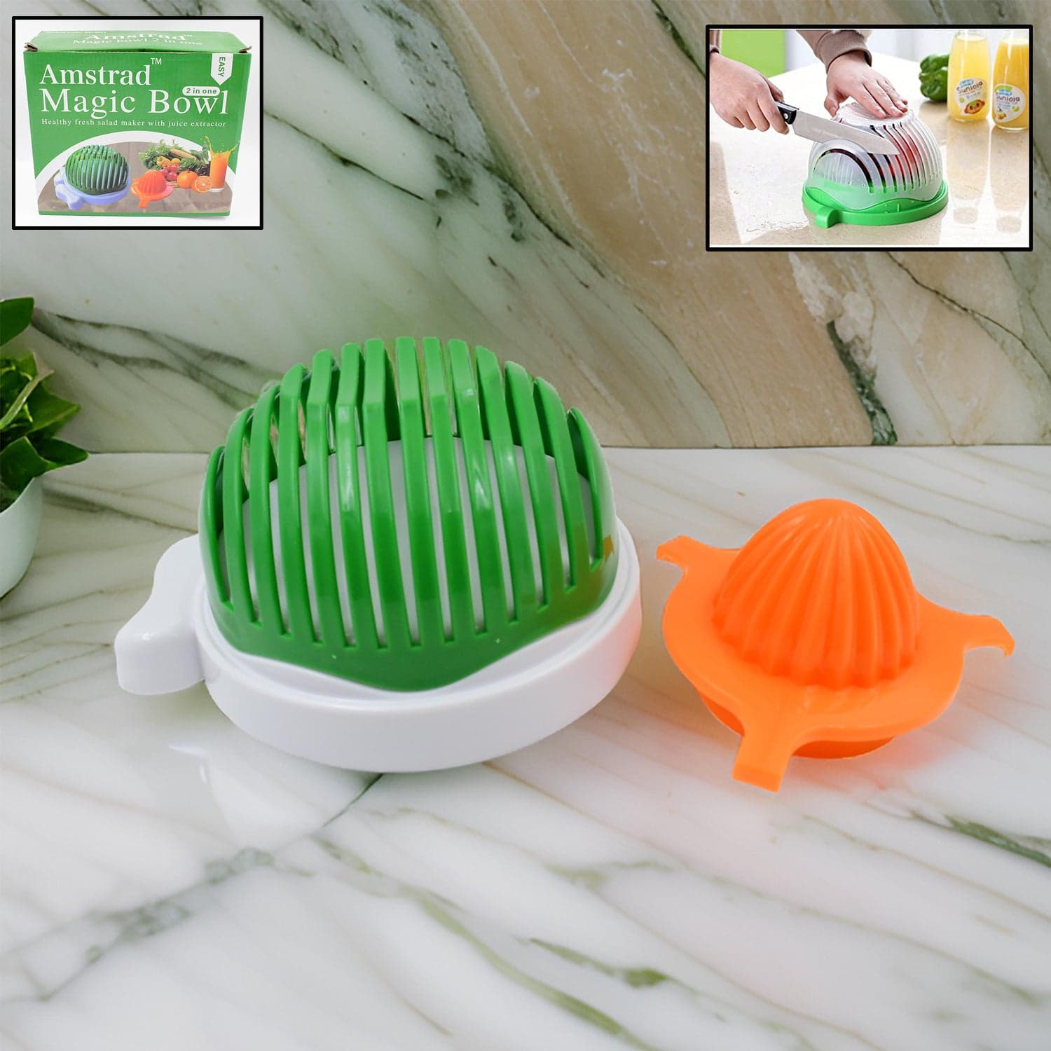 2 In 1 Salad Cutter Bowl with Lemon Squeezer Citrus Juicer (1 Pc) thumbnail 1