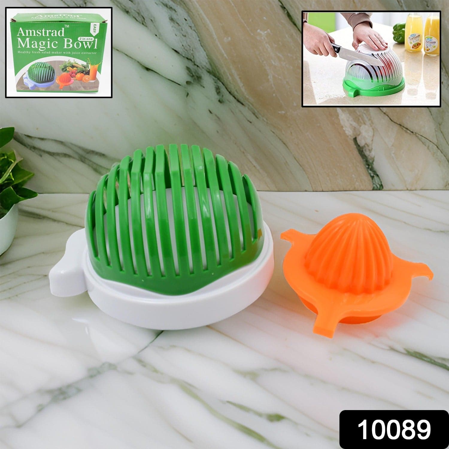 2 In 1 Salad Cutter Bowl with Lemon Squeezer Citrus Juicer (1 Pc) thumbnail 2