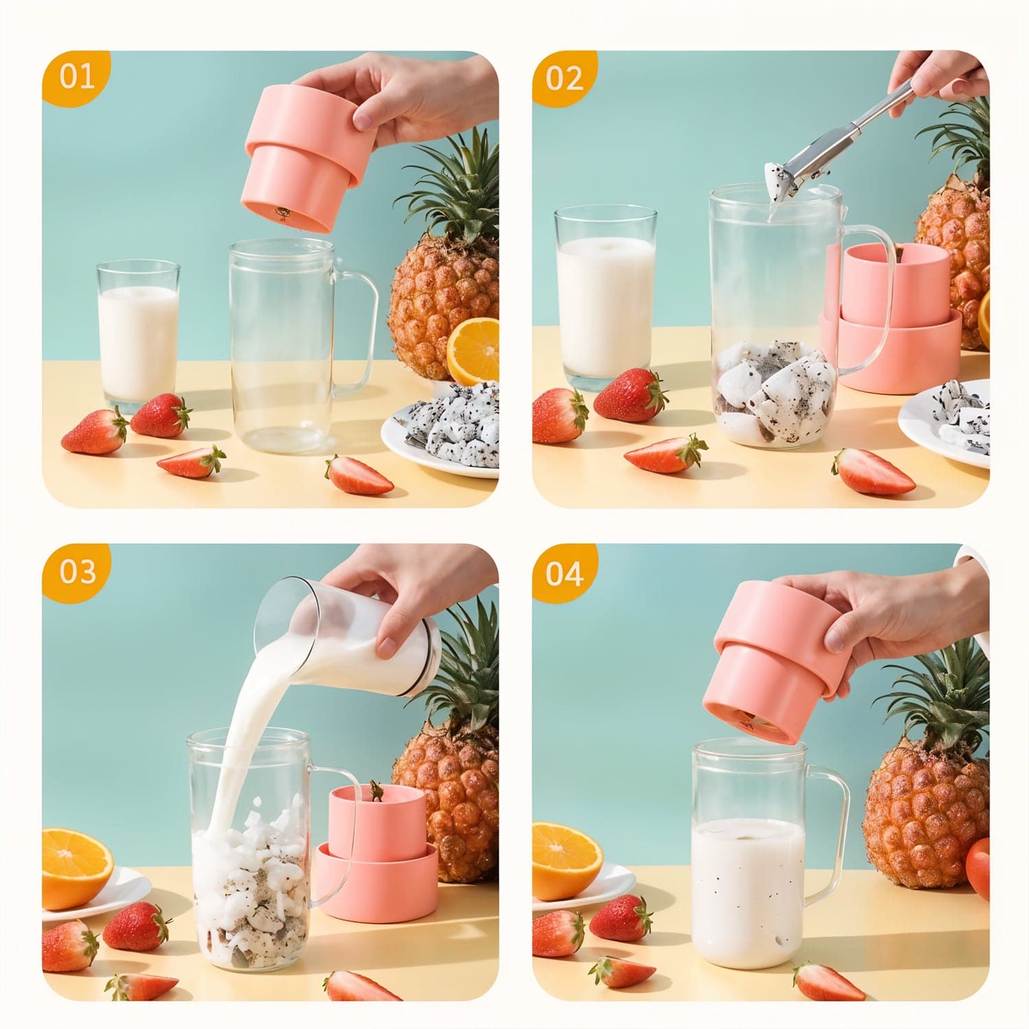 Portable Crusher Juicer With Handle & Straw, USB Rechargeable Multi Blades (420 ML) thumbnail 6