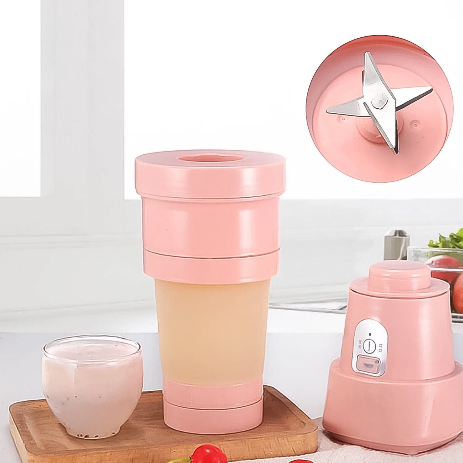 Foldable Electric Juicer, Portable Blender Stainless Steel 6 Blades (500 ML) thumbnail 1