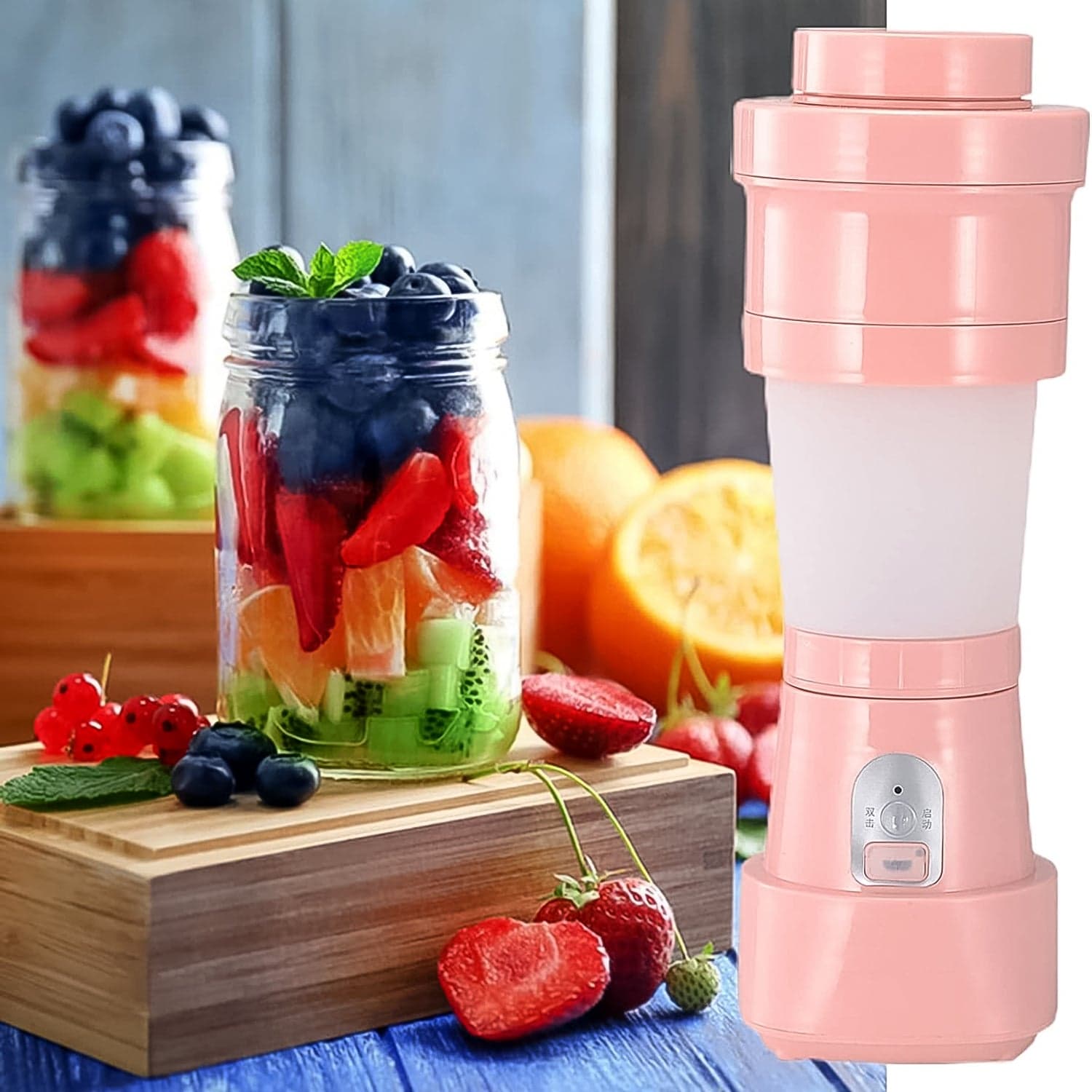 Foldable Electric Juicer, Portable Blender Stainless Steel 6 Blades (500 ML) thumbnail 6