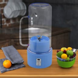 Portable Electric Juicer With Handle & Straw, Usb Rechargeable 6 Stainless Steel Blades (500 Ml)