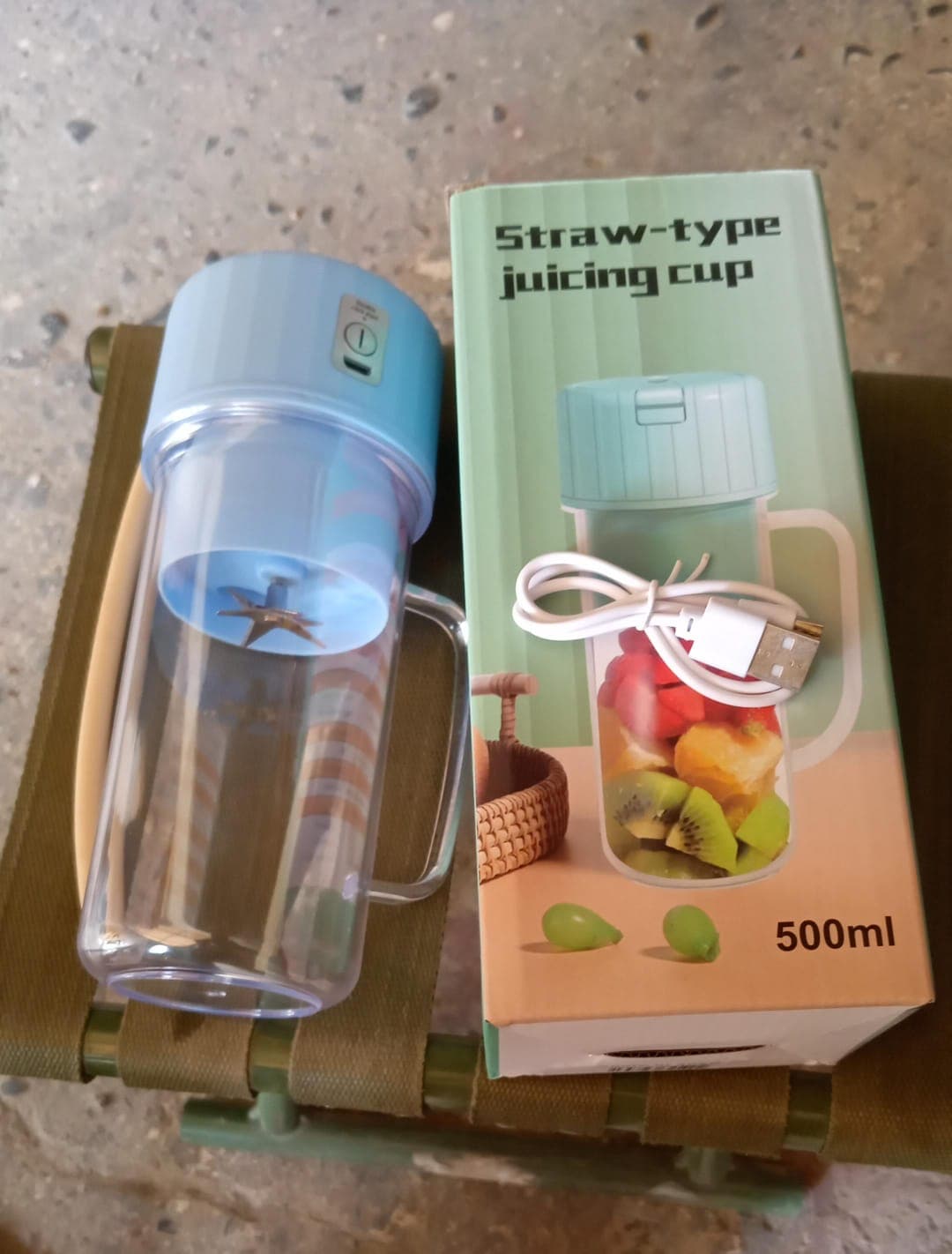 Portable Electric Juicer With Handle & Straw, Usb Rechargeable 6 Stainless Steel Blades (500 Ml) thumbnail 7