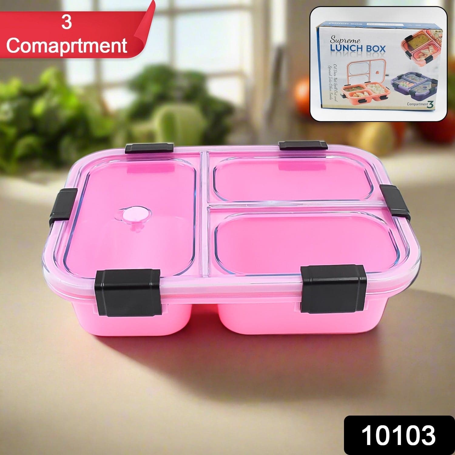 Plastic 3 Compartment Insulated Lunch Box, Lunch Box (1 Pc) thumbnail 3