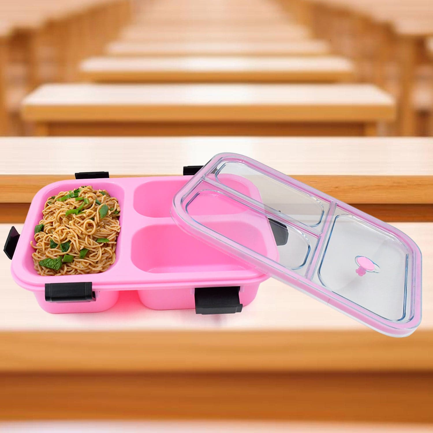 Plastic 3 Compartment Insulated Lunch Box, Lunch Box (1 Pc) thumbnail 7