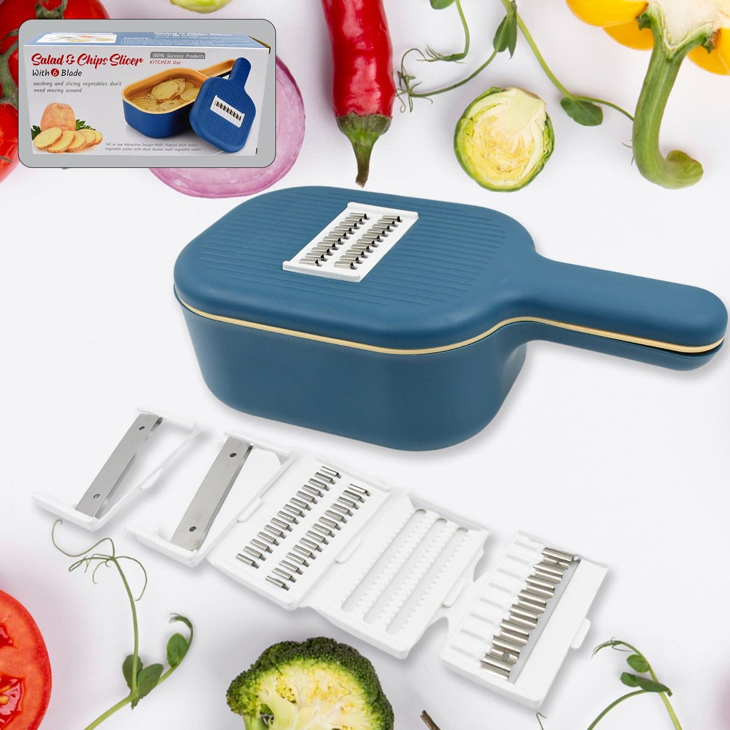 Vegetable Slicer Cutter - 6 Blades Kitchen Accessories thumbnail 1