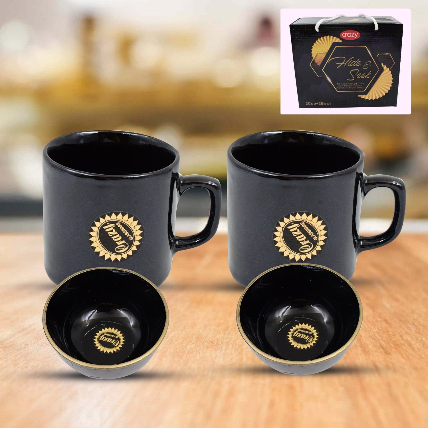 Hide & Seek Ceramic Tea / cups With Round Serving Bowl (4 Pcs set) thumbnail 1