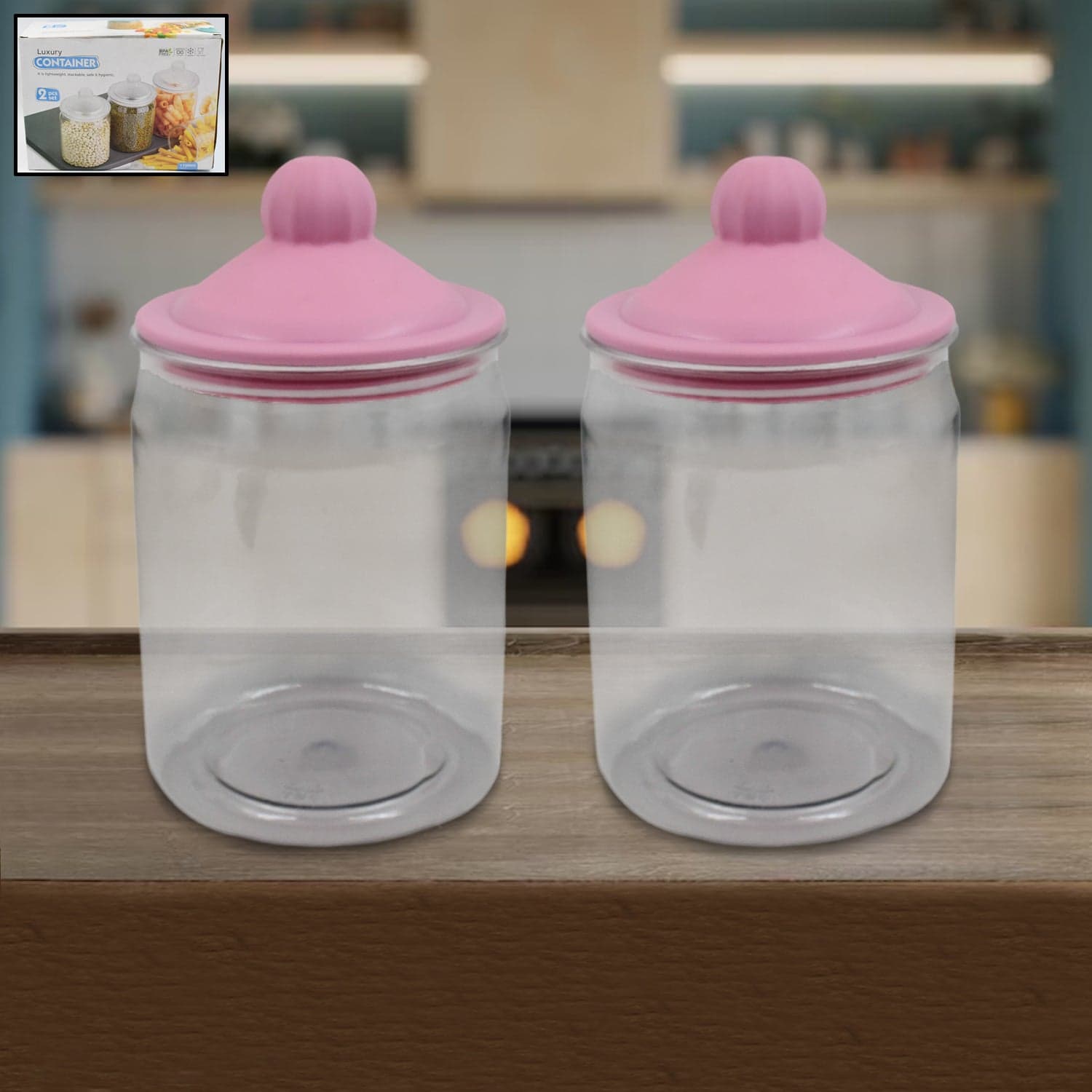 Transparent Kitchen Plastic Container/ Jar Set (2 Pcs Set / 1100 ML Approx) thumbnail 7