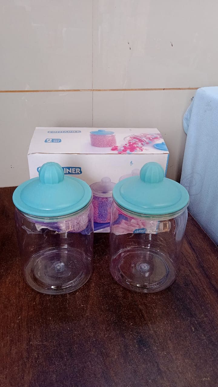 Transparent Kitchen Plastic Container/ Jar Set (2 Pcs Set / 1100 ML Approx) thumbnail 8