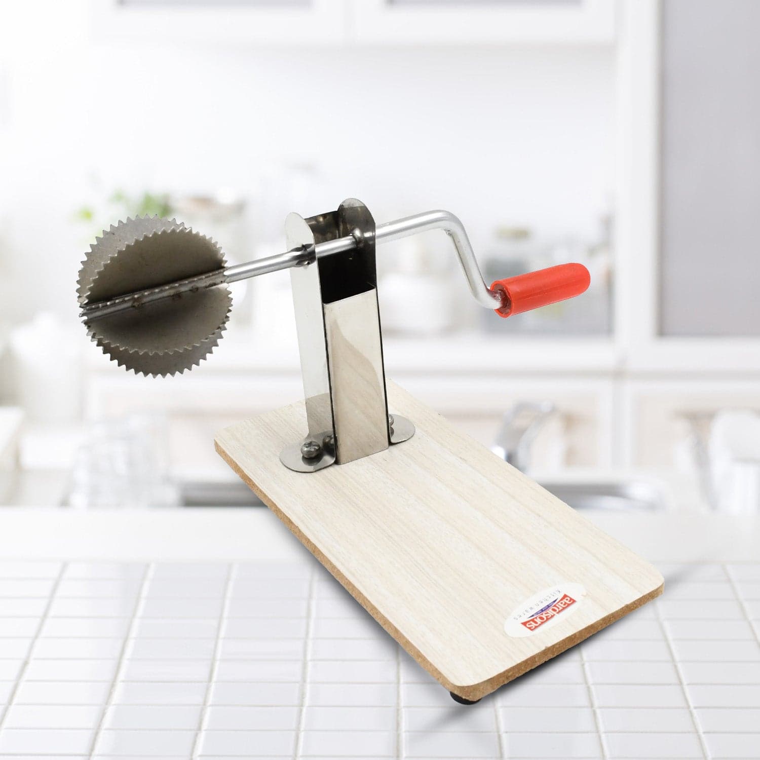 Stainless Steel Coconut Scraper with Wooden Base (1 Pc) thumbnail 5