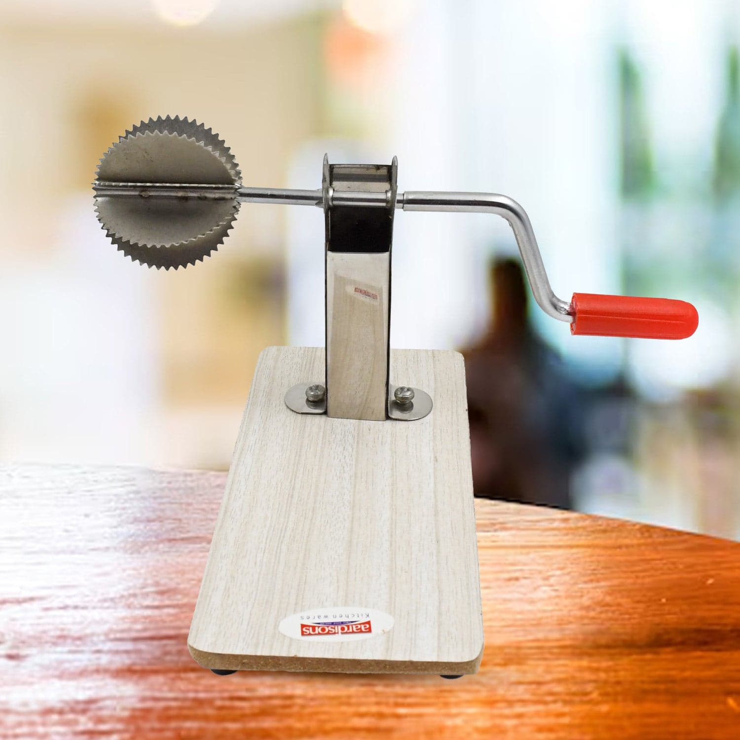 Stainless Steel Coconut Scraper with Wooden Base (1 Pc) thumbnail 6