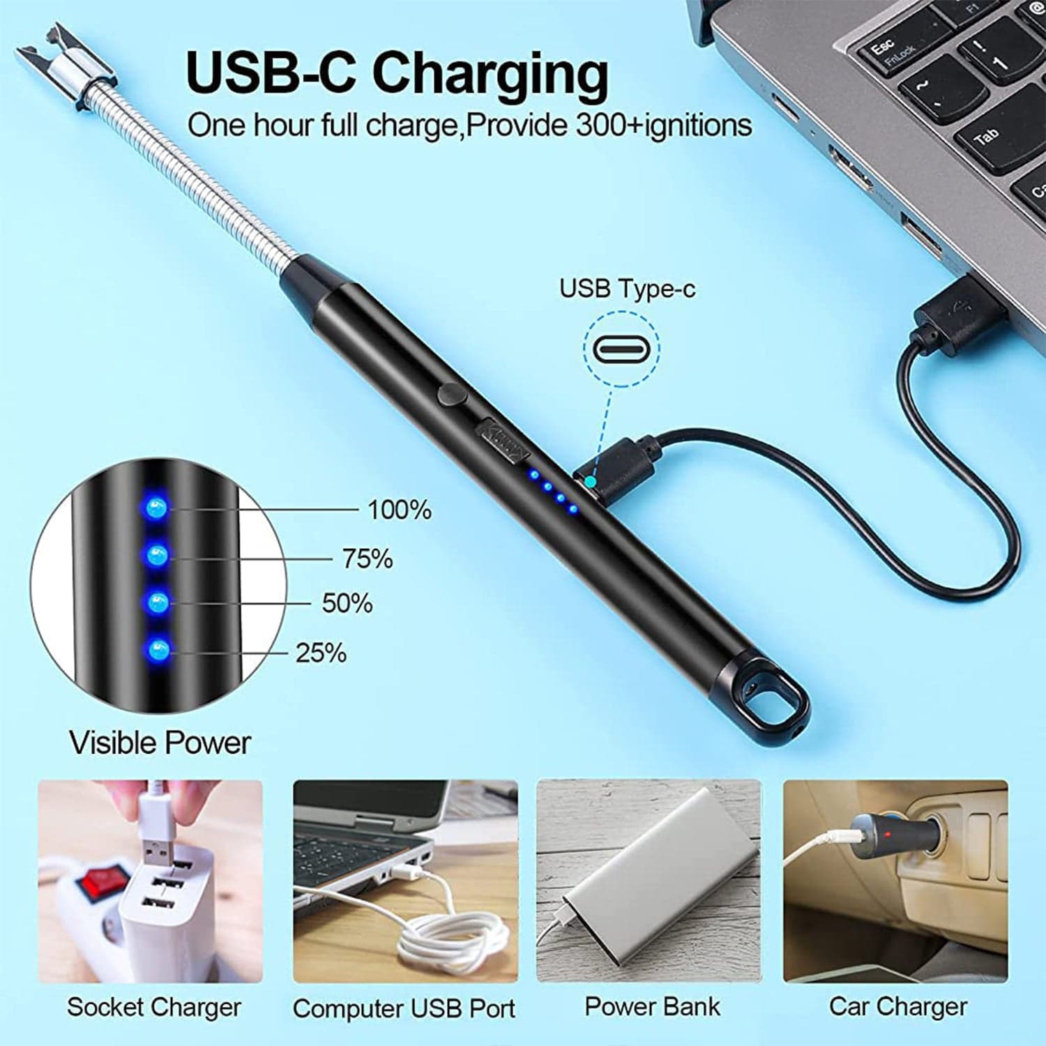 Long Flexible USB Rechargeable Electric Arc Lighter of Windproof, Flameless Plasma thumbnail 3