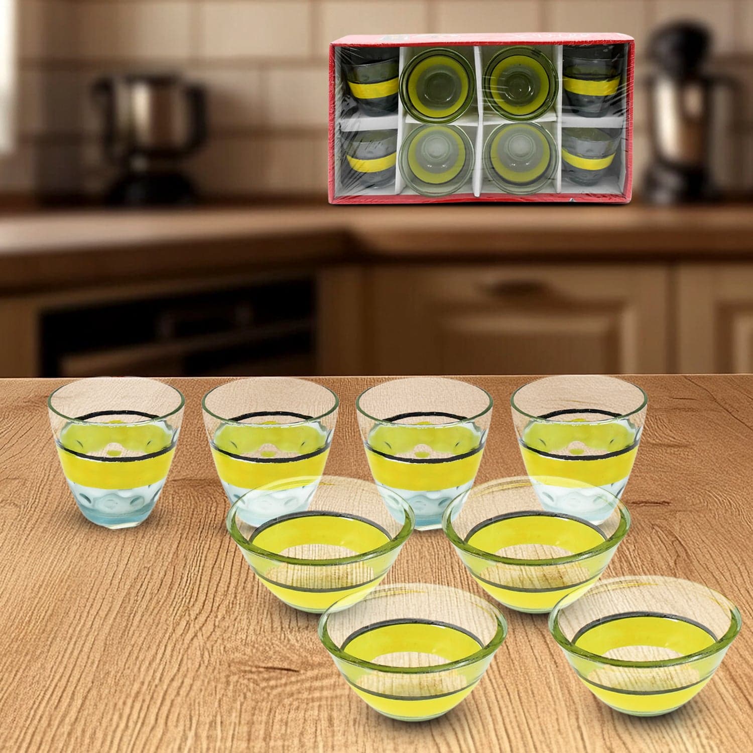 High Quality 4 Pc Glass & 4Pc Bowl Set, perfect choice For kitchen thumbnail 1