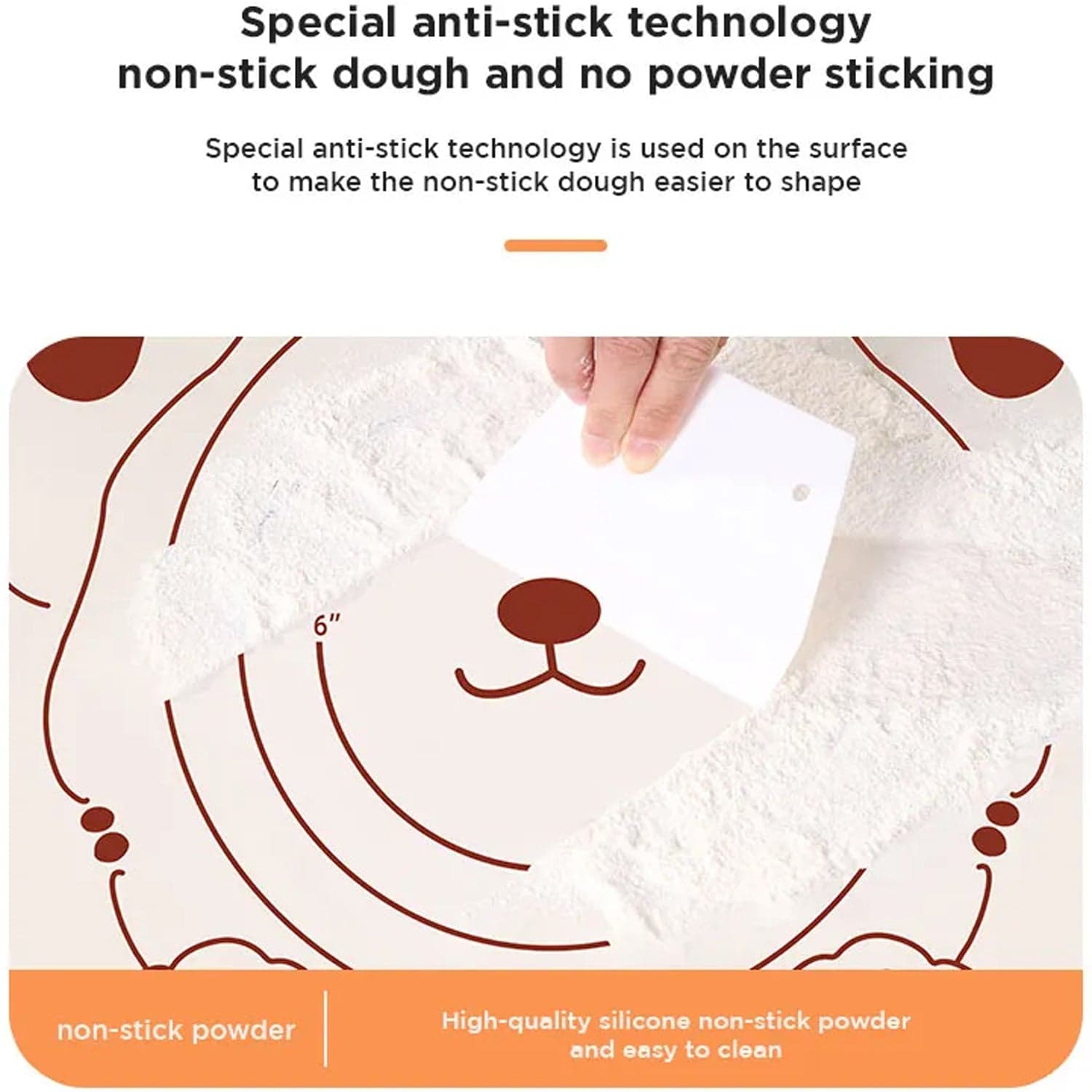 3 In1 Silicone Baking Mat With Wooden Belan & Cake Scraper (3 Pcs Set / 65—45 CM) thumbnail 3
