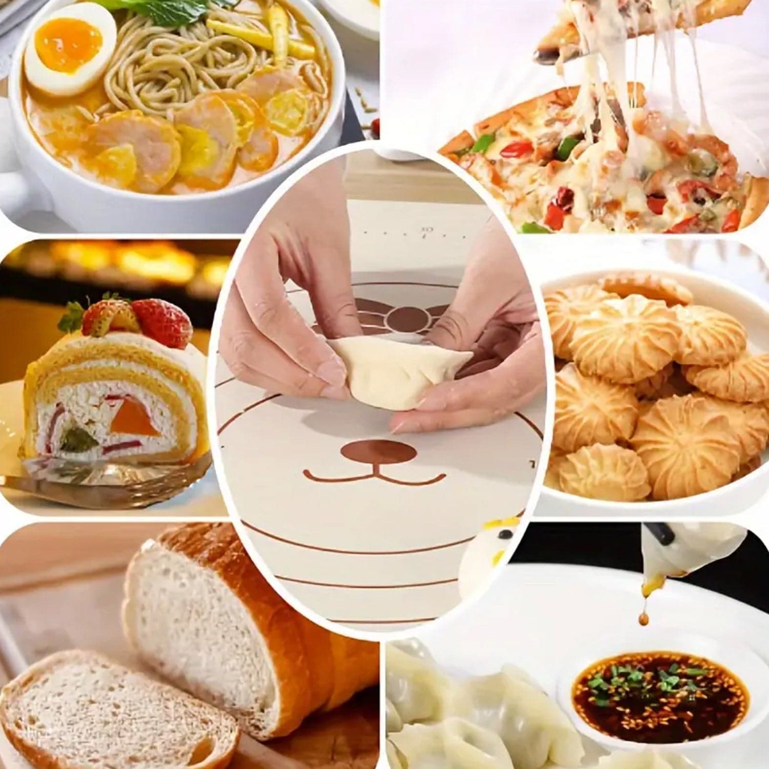 3 In1 Silicone Baking Mat With Wooden Belan & Cake Scraper (3 Pcs Set / 65—45 CM) thumbnail 6