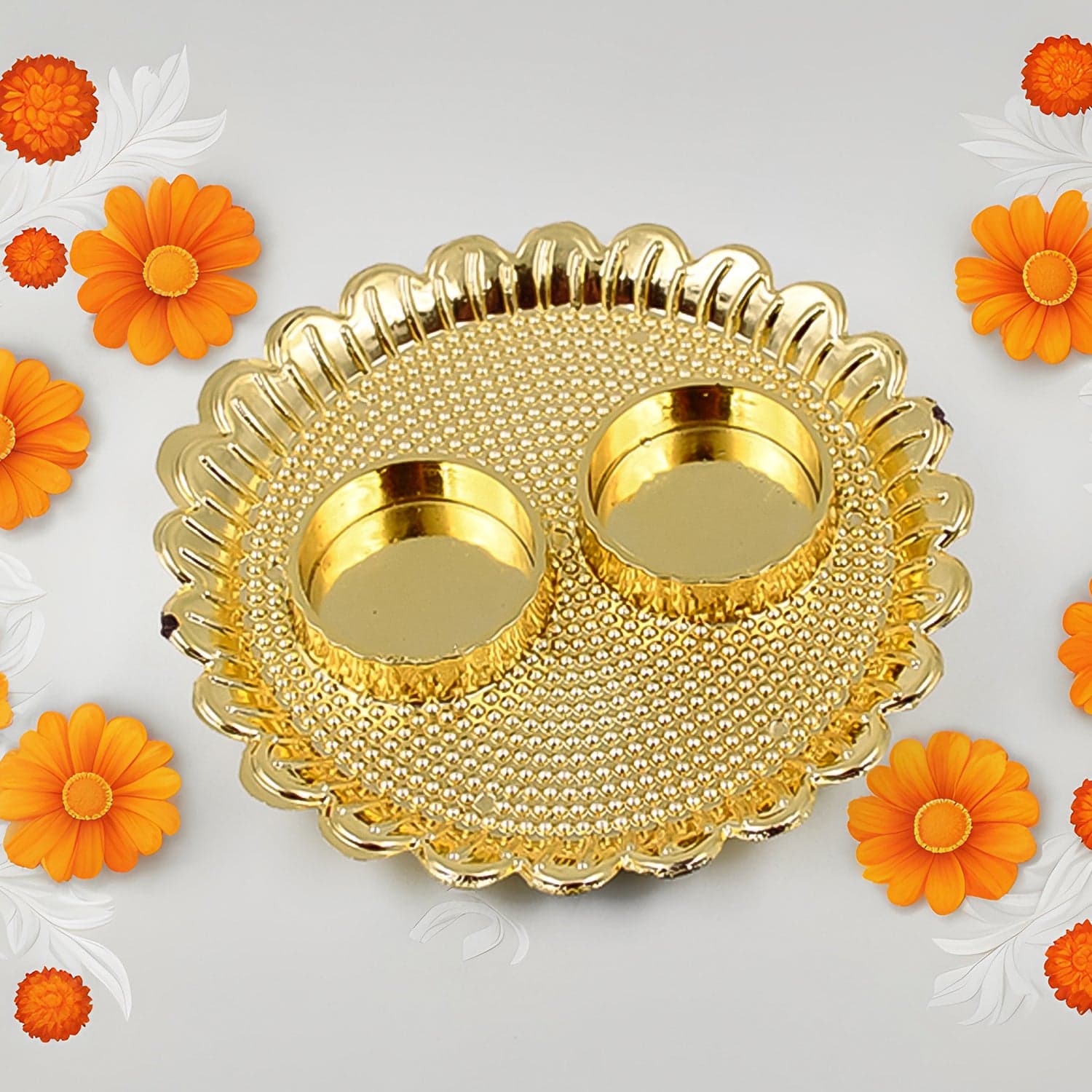Round Shape Special Puja Thali, Kumkum Thali Holder (1 Pc / Big) thumbnail 6