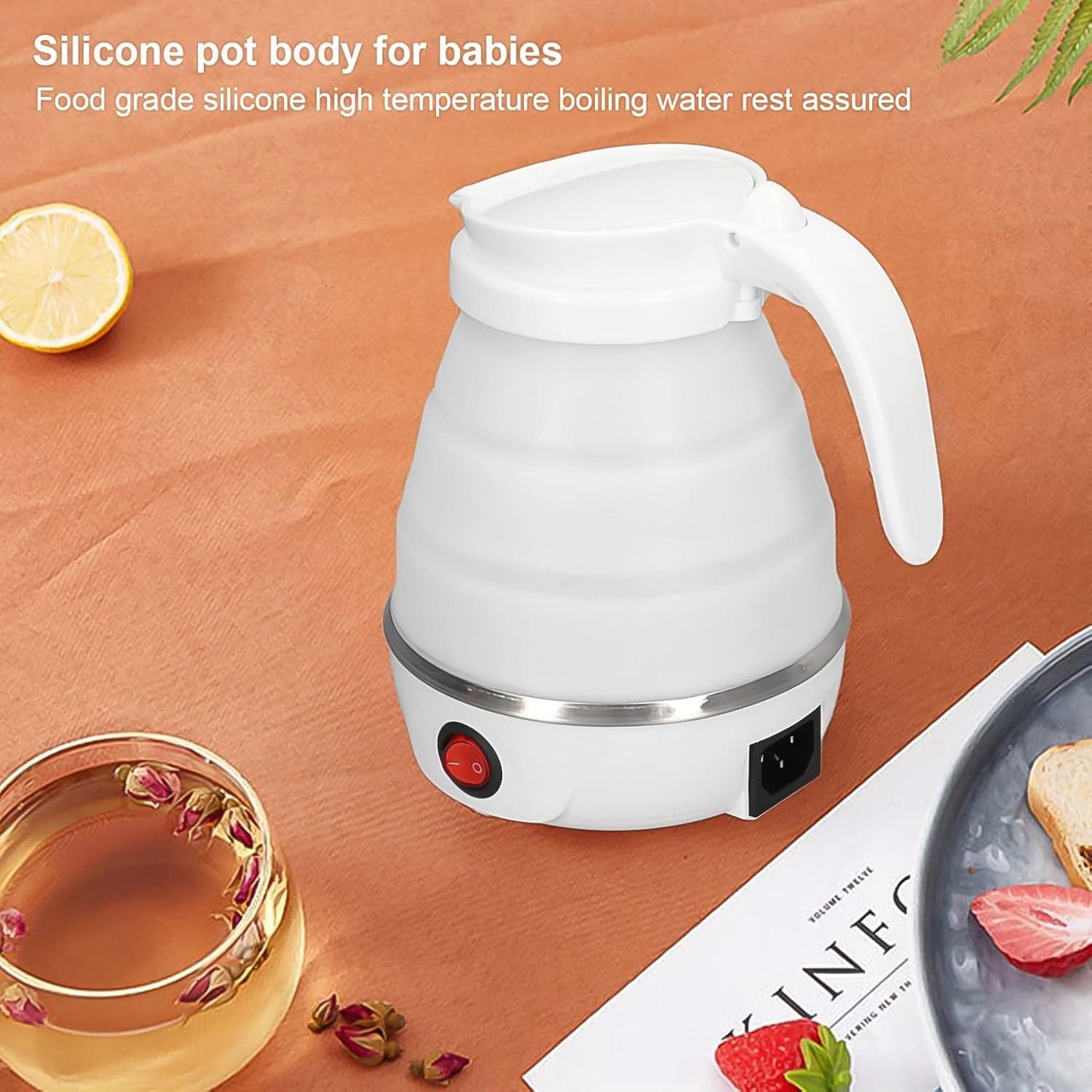 Travel Folding Electric Kettle 600W - (304 Stainless Steel & Silicone) thumbnail 6