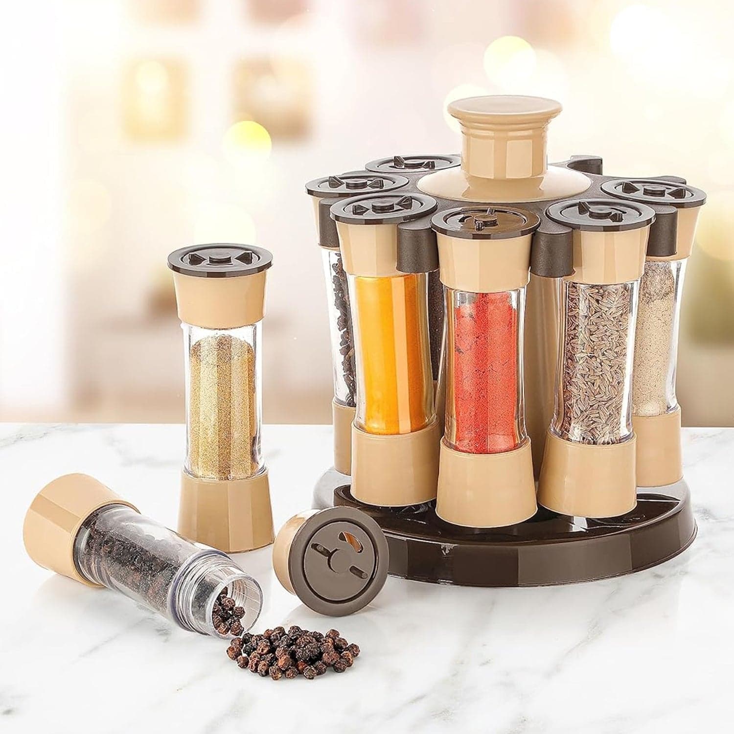 360 Revolving Spice Rack for Kitchen and Dining Table, 8 Spice jars thumbnail 1