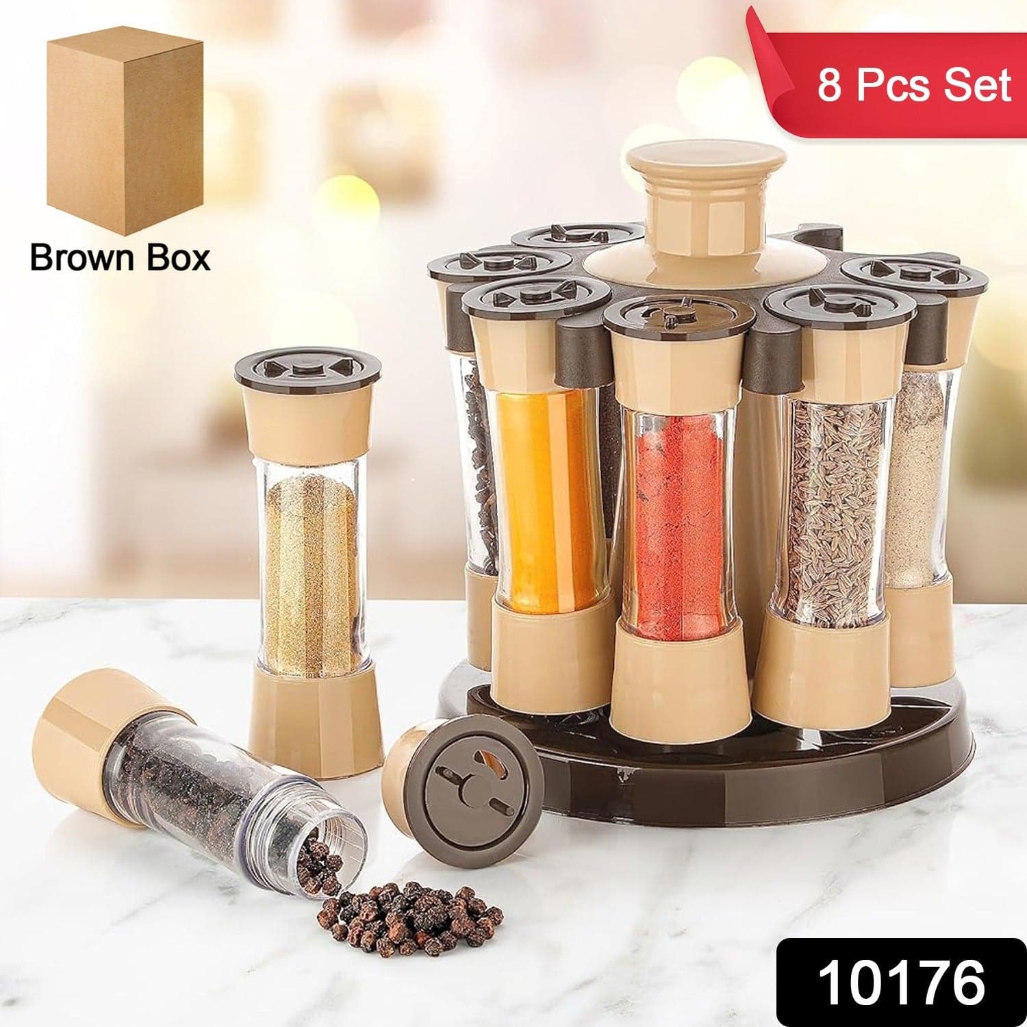 360 Revolving Spice Rack for Kitchen and Dining Table, 8 Spice jars thumbnail 2