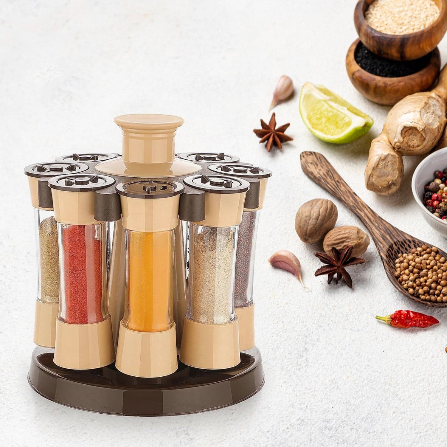 360 Revolving Spice Rack for Kitchen and Dining Table, 8 Spice jars thumbnail 3