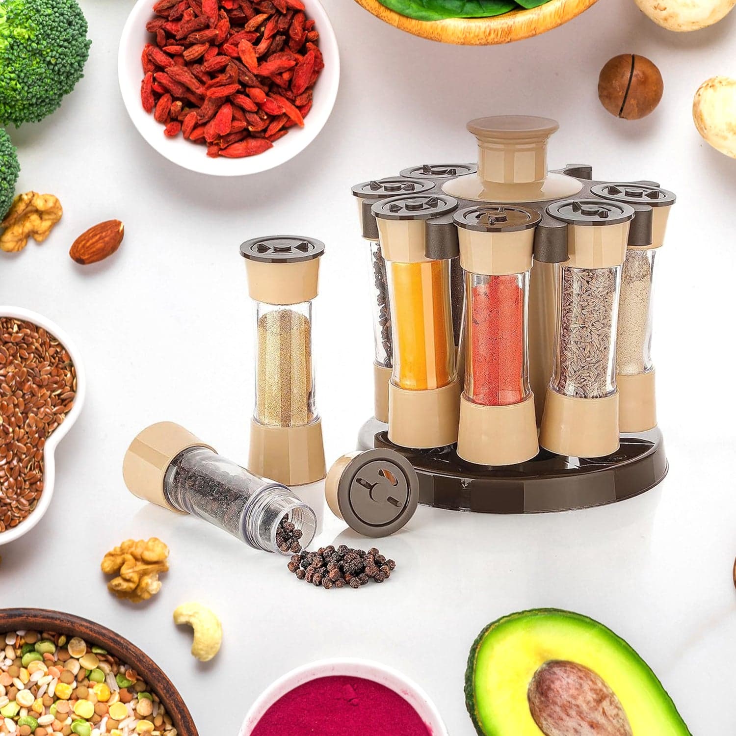 360 Revolving Spice Rack for Kitchen and Dining Table, 8 Spice jars thumbnail 7