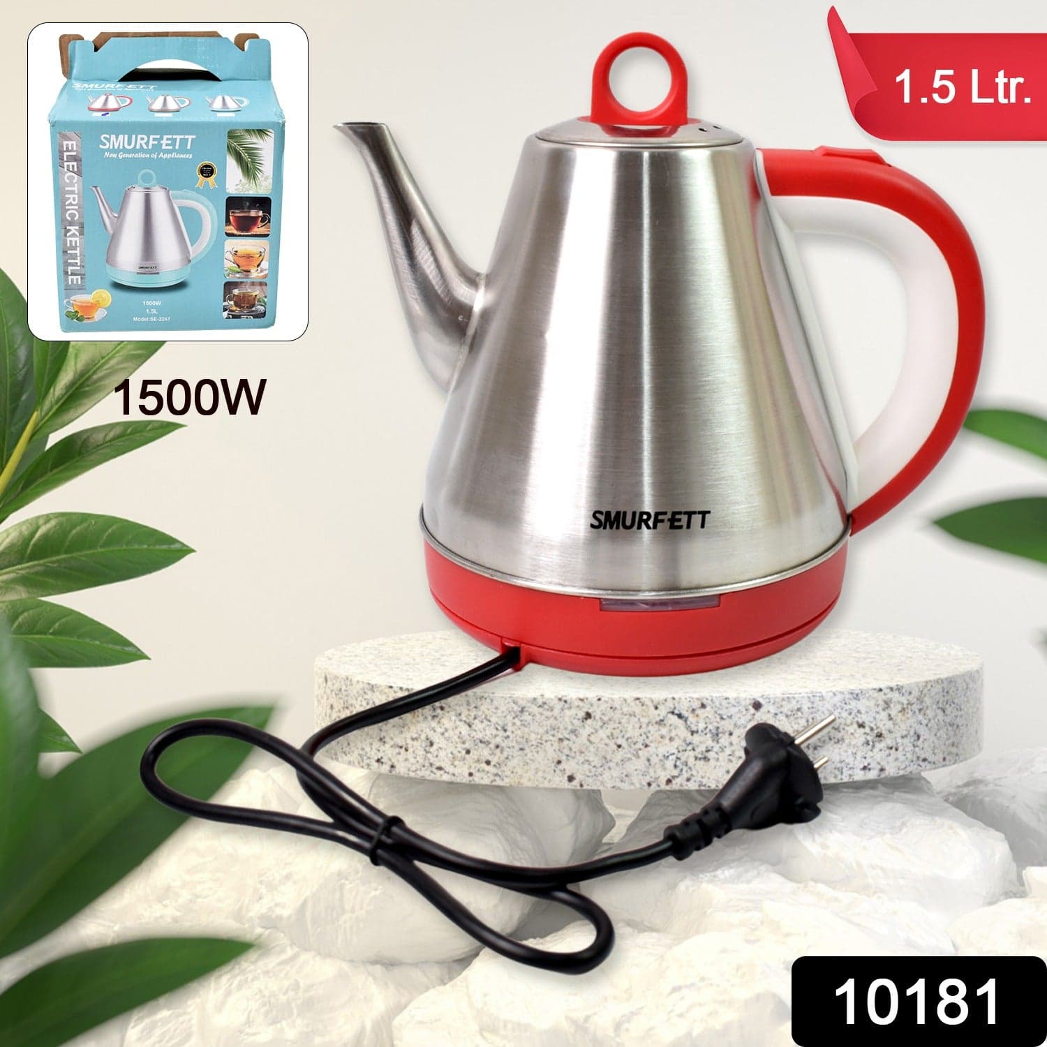 Stainless steel large capacity electric kettle (1500W / 1.5 Ltr.) thumbnail 2