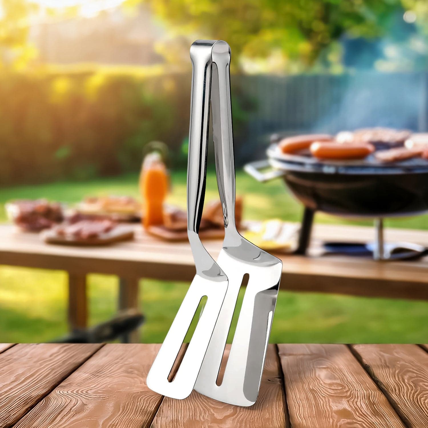 Stainless Steel Cooking Tong - Multifunctional Slotted Fish Double-Sided Spatula (1 Pc / 23 Cm) thumbnail 1