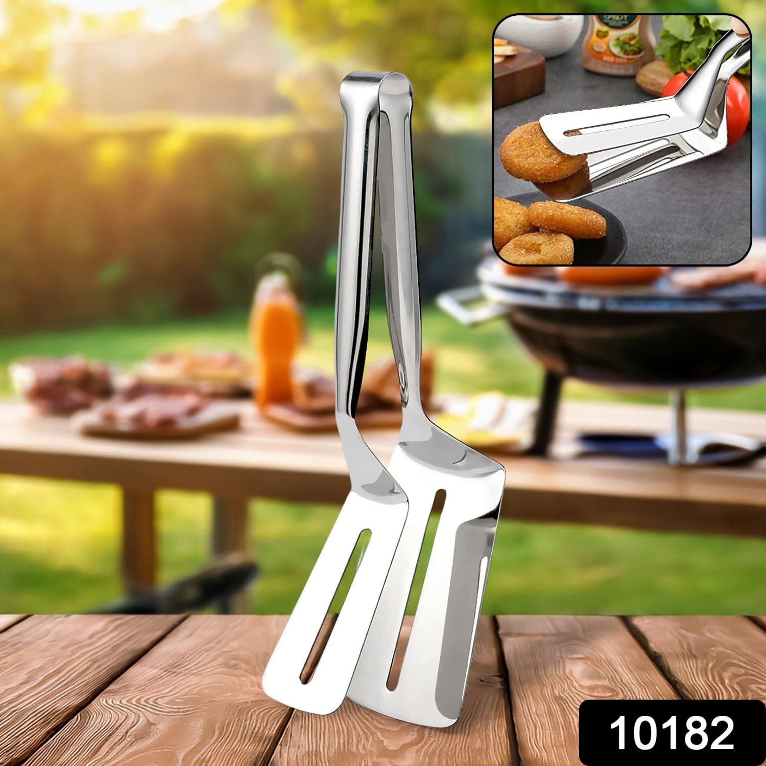 Stainless Steel Cooking Tong - Multifunctional Slotted Fish Double-Sided Spatula (1 Pc / 23 Cm) thumbnail 2