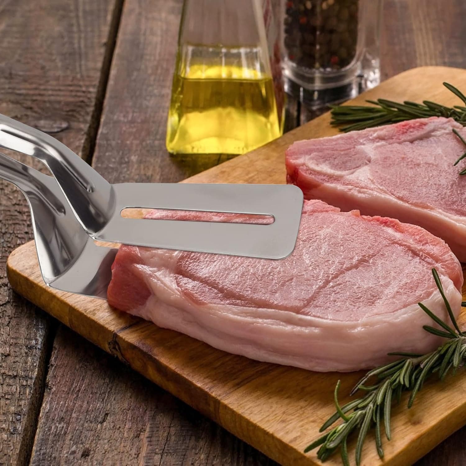 Stainless Steel Cooking Tong - Multifunctional Slotted Fish Double-Sided Spatula (1 Pc / 23 Cm) thumbnail 8