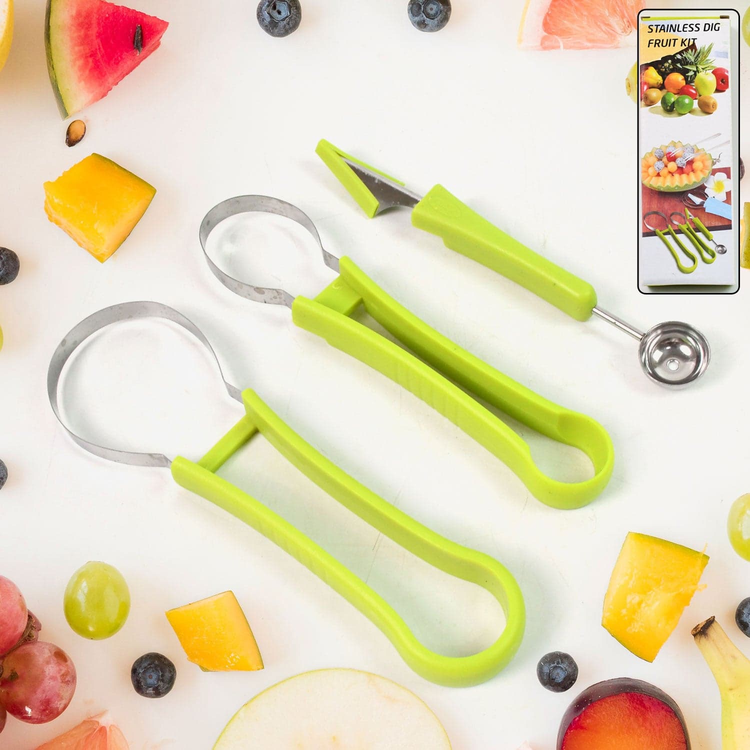 Professional 3 in 1 Stainless Steel Watermelon Cutter Fruit Carving Tools Set (1 Set) thumbnail 1