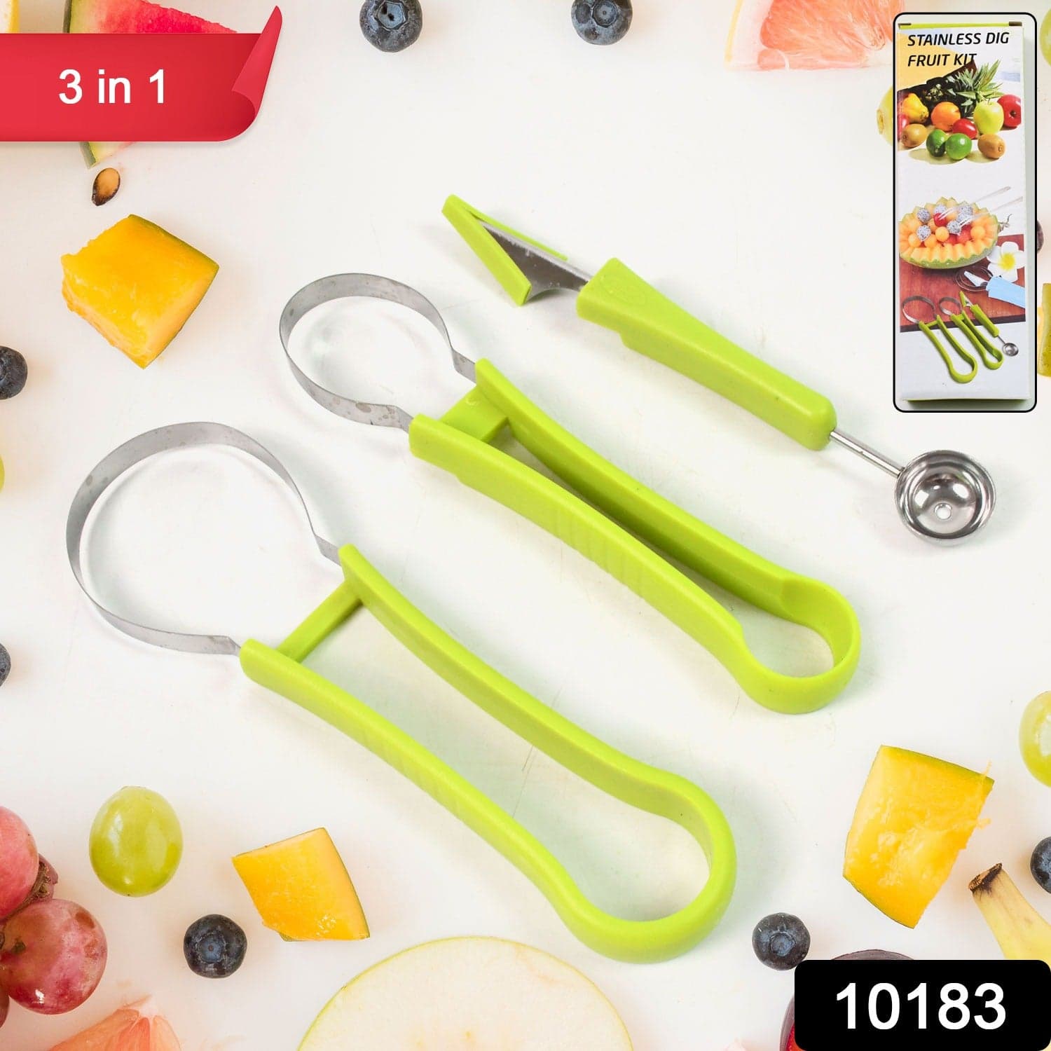 Professional 3 in 1 Stainless Steel Watermelon Cutter Fruit Carving Tools Set (1 Set) thumbnail 2