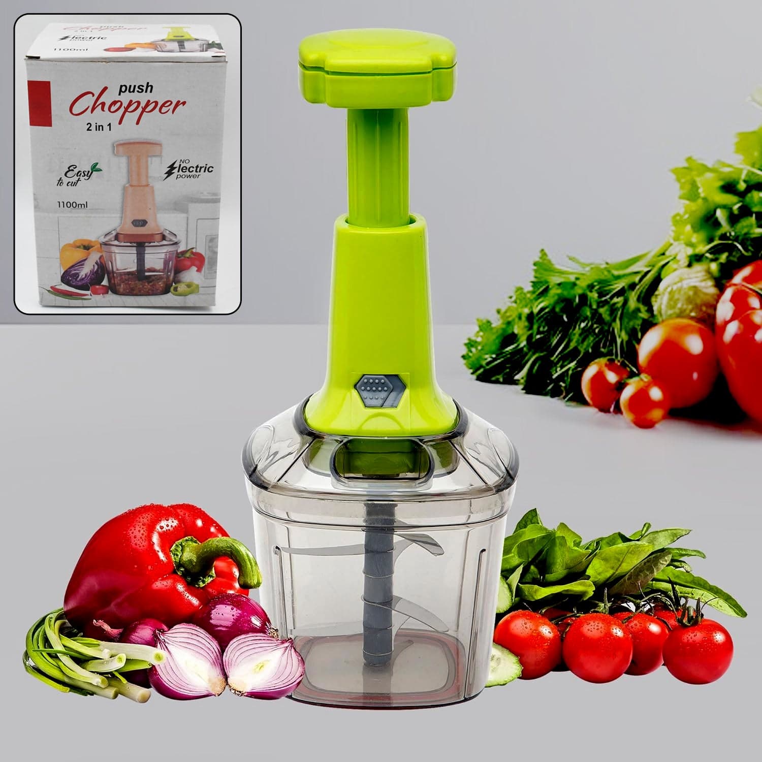 2in1 Press Vegetable Choppers for Kitchen (1100 ML) thumbnail 1