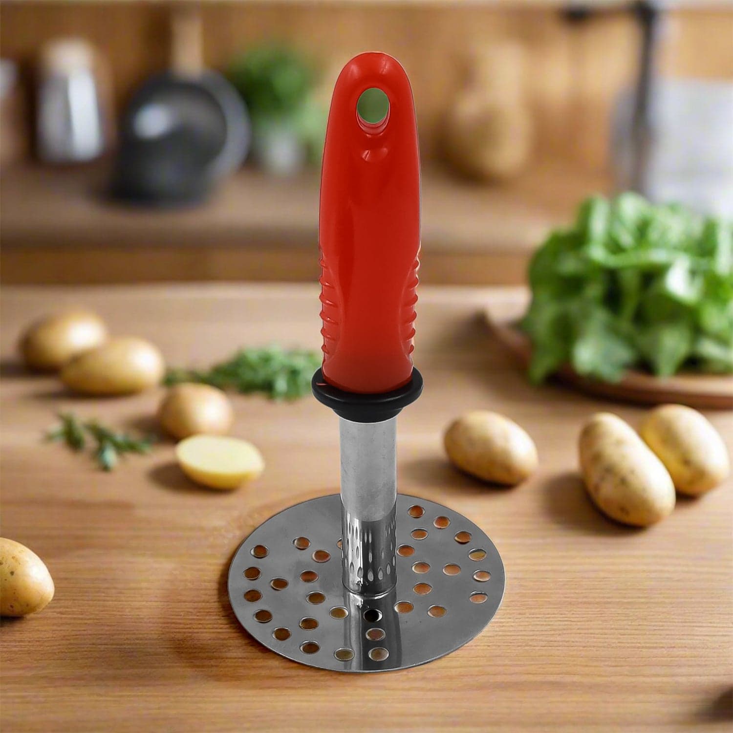 High Grade Stainless Steel Potato Masher Paubhaji / Pav Bhaji Masher with Plastic handle (1 Pc) thumbnail 1