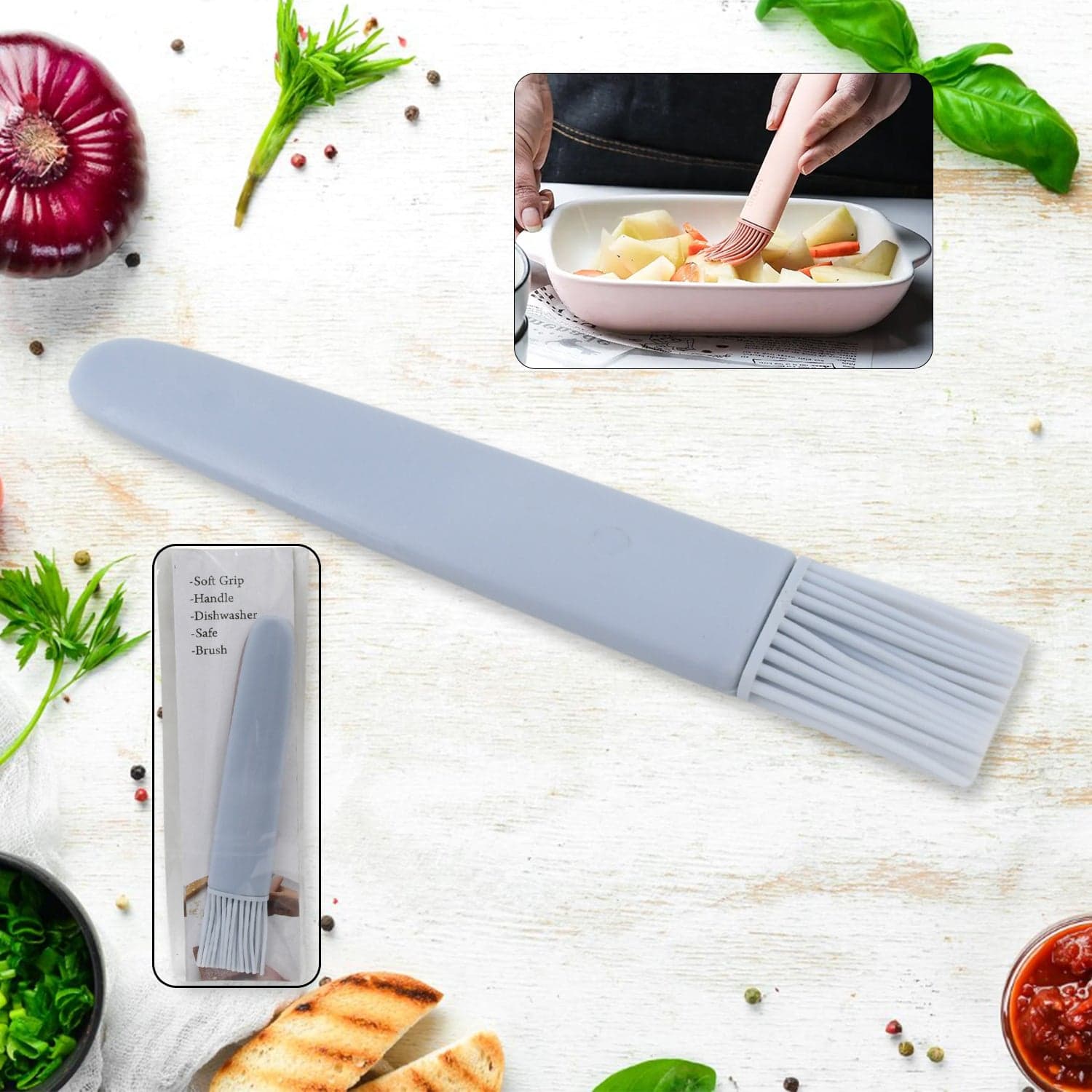 Pastry Brush, Basting Brush BBQ Sauce Marinade Meat Silicone Oil Brush (1 Pc) thumbnail 1