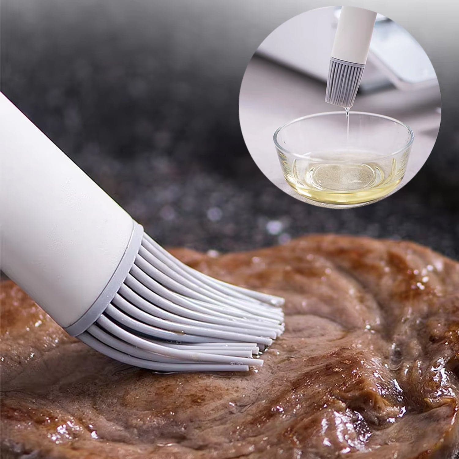 Pastry Brush, Basting Brush BBQ Sauce Marinade Meat Silicone Oil Brush (1 Pc) thumbnail 3