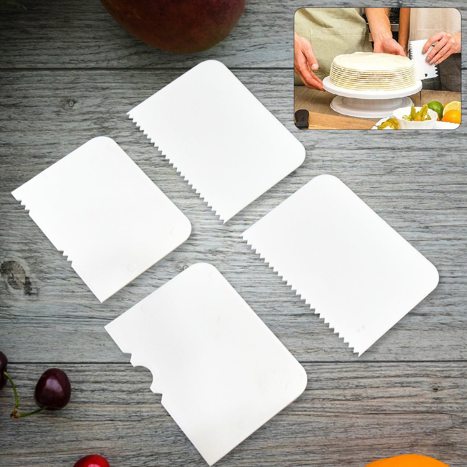 Plastic Cake Scraper Cake Decorating Pastry Baking Tool (4 Pcs Set) thumbnail 1