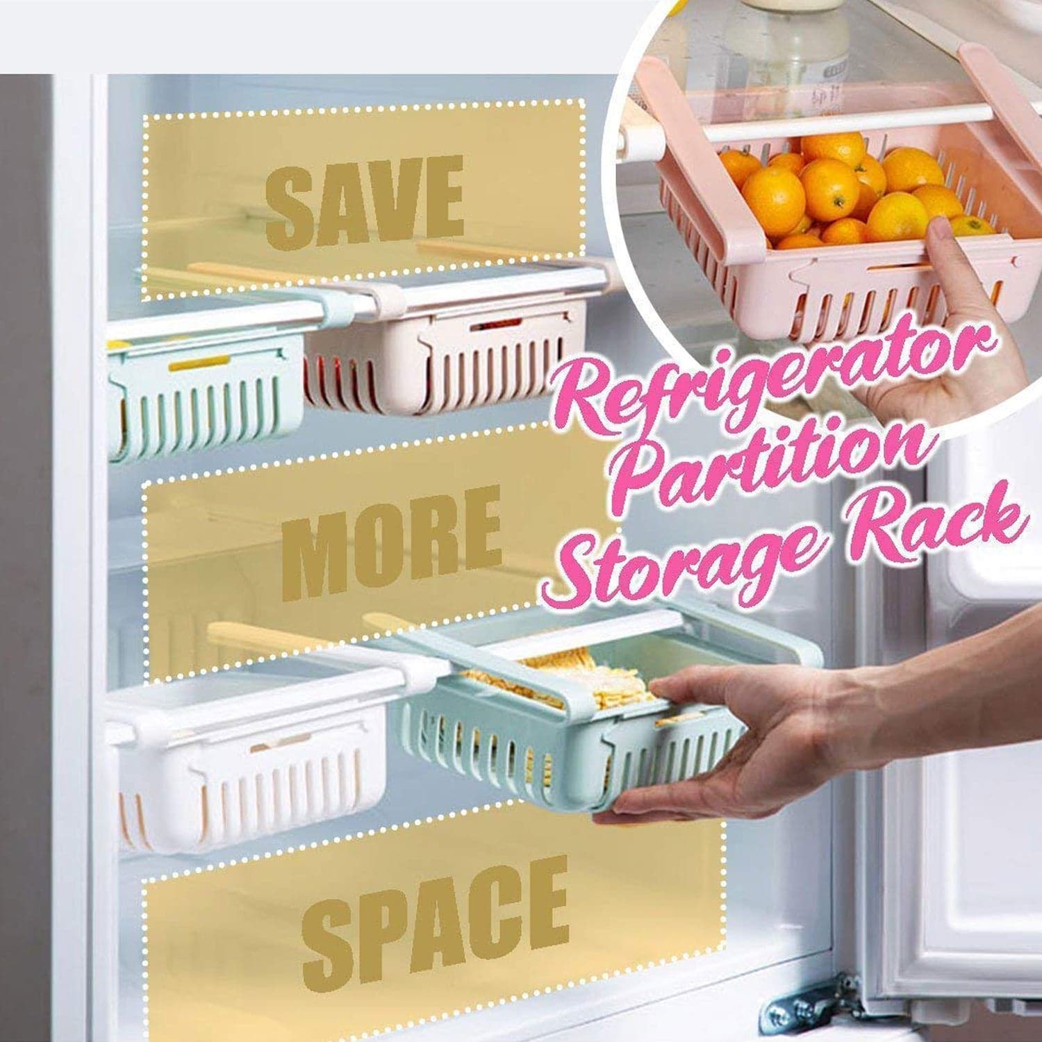 Expandable Adjustable Multipurpose Fridge Storage Basket (1 Pc) thumbnail 7