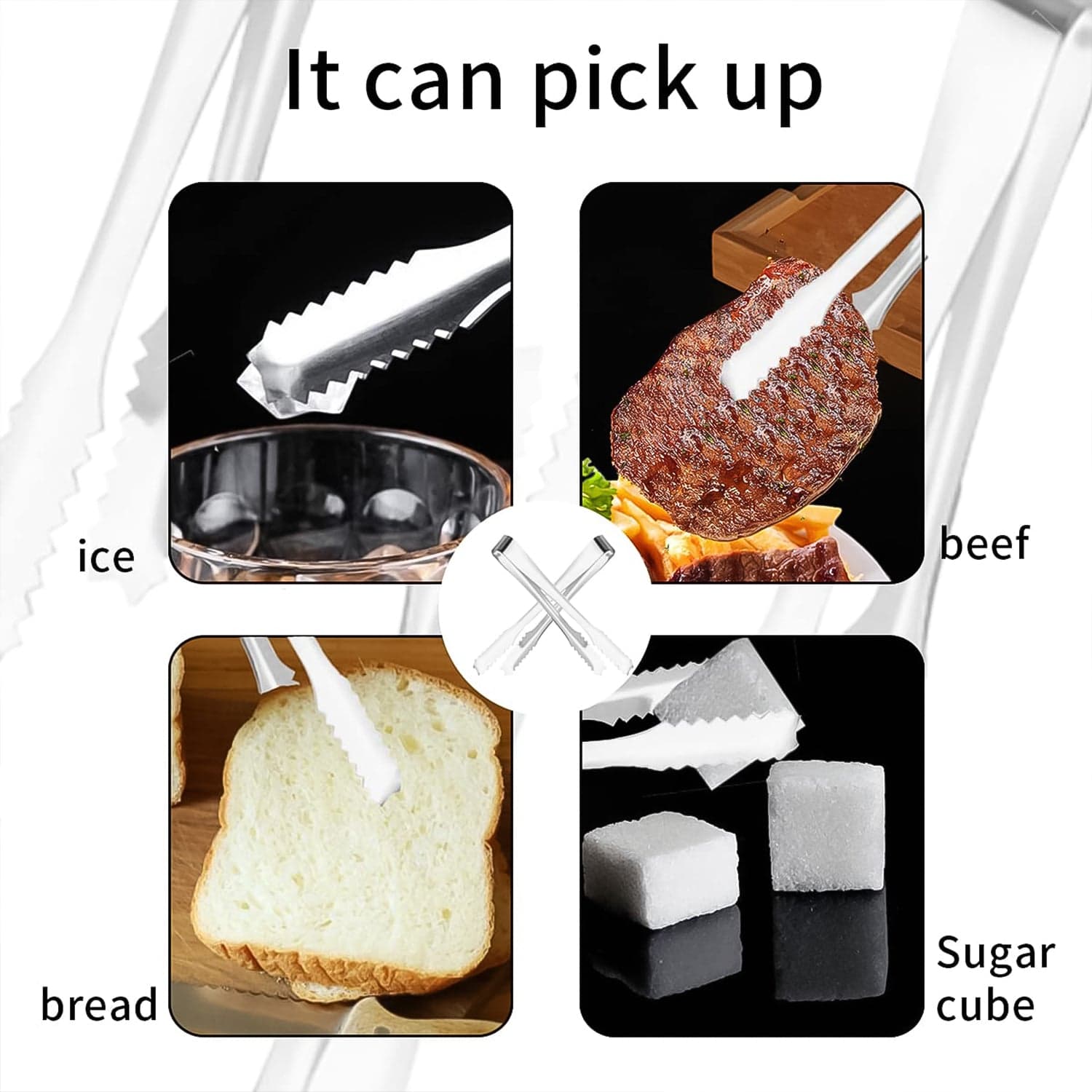 Stainless Steel Tong for Lifting Ice Cubes, Sugar Cubes | Serving Tongs (13 Cm / 1 Pc) thumbnail 7