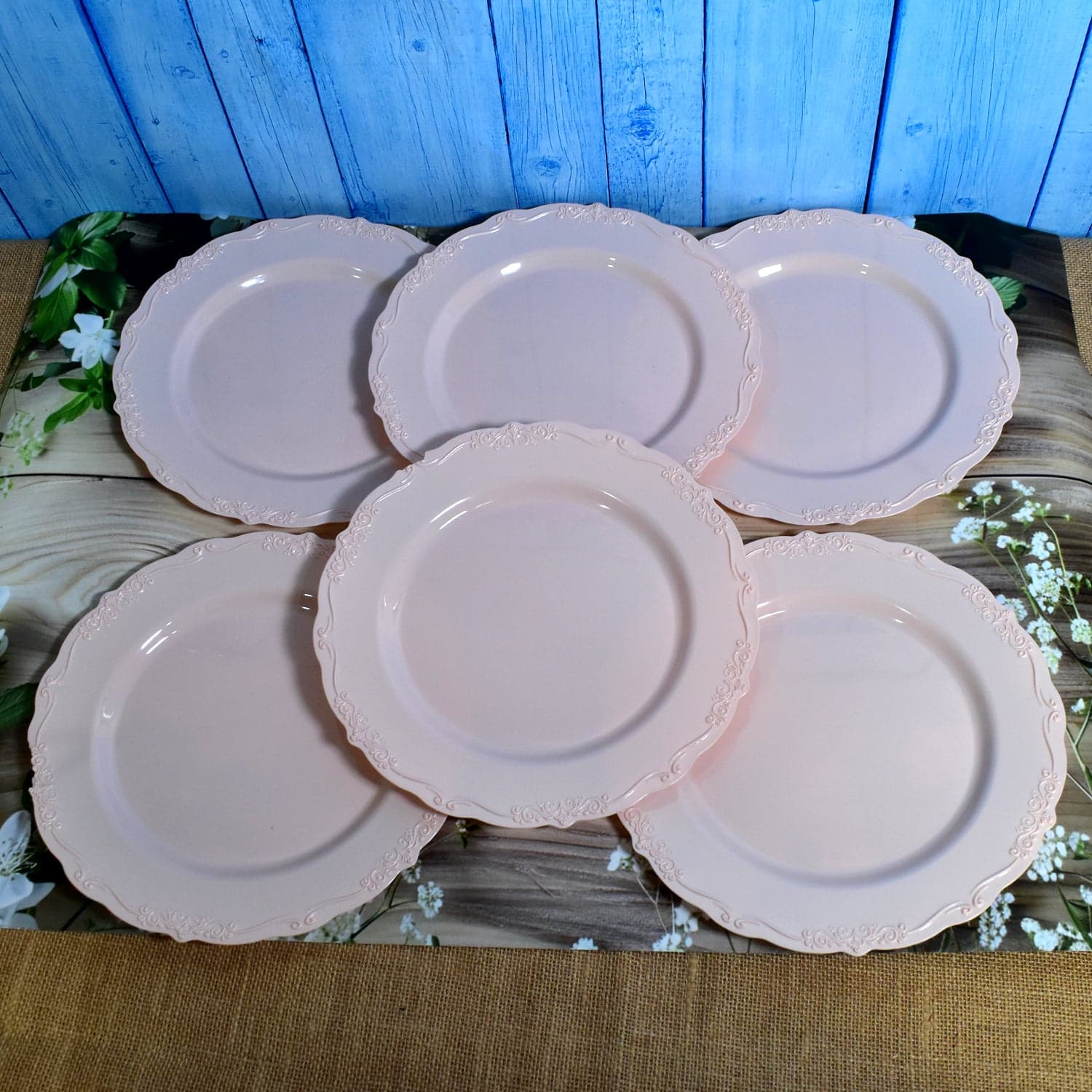 Plastic Dinner Plates Wedding Birthday Party Tableware Supplies (6 Pcs Set) thumbnail 1