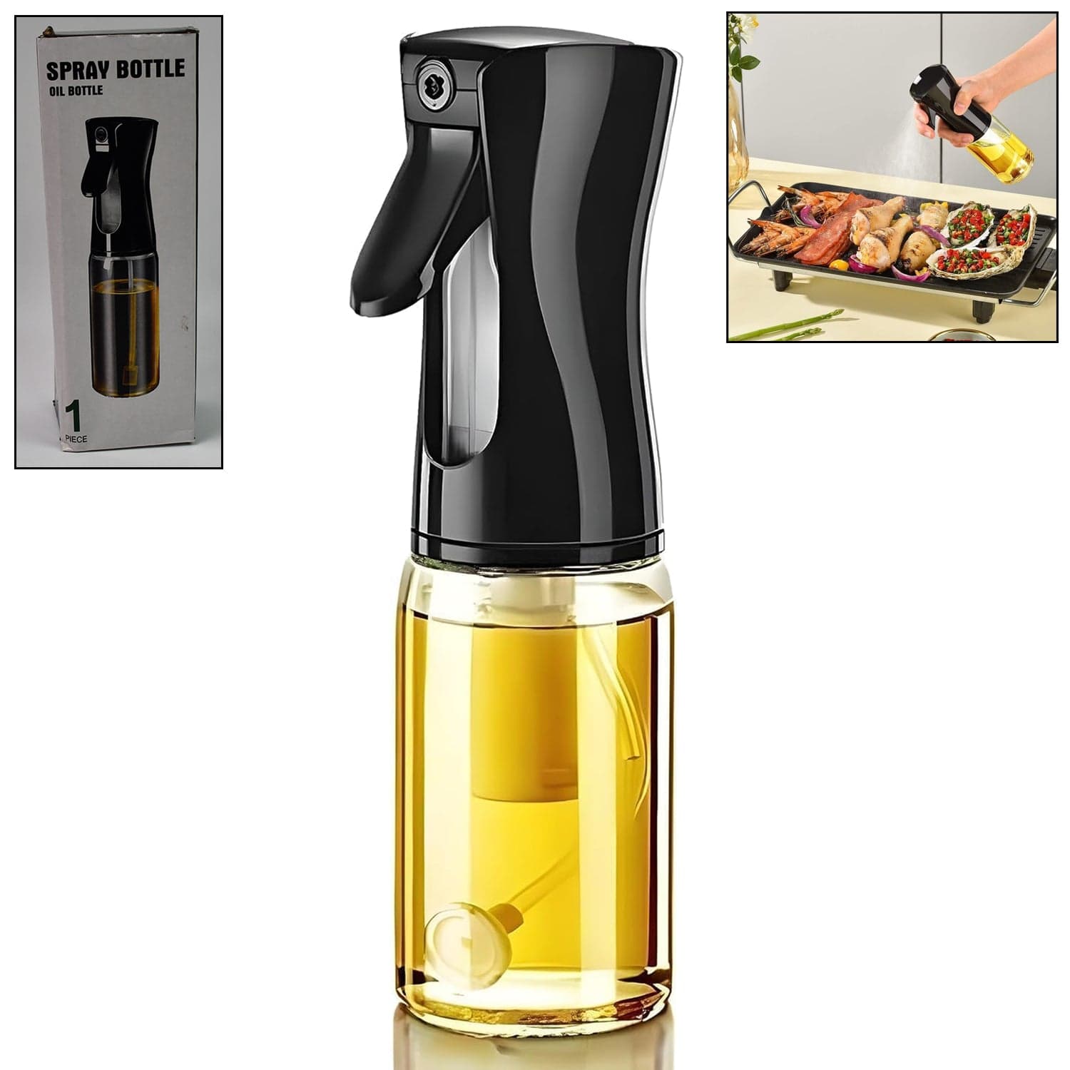 Glass Oil Dispenser Bottle Spray (1 Pc / 200 ml Approx) thumbnail 1