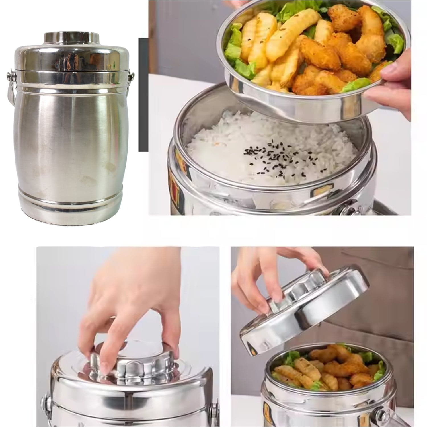 Stainless Steel Lunch Box, Insulated Lunch Box Double Vacuum for Layer (2.2 Ltr.) thumbnail 3