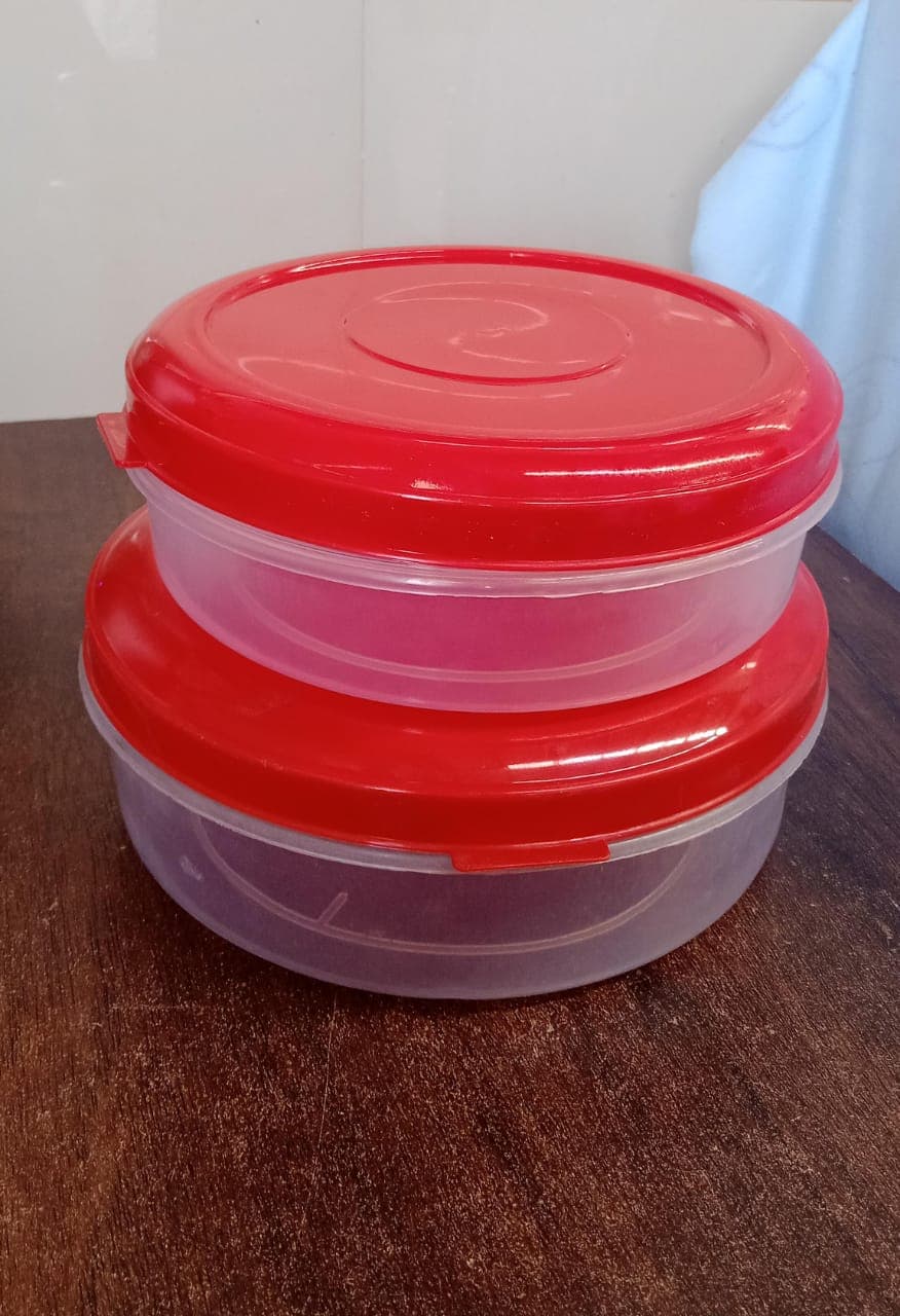 Round Plastic Big & Small Storage Container Box (PACK OF 2) thumbnail 5