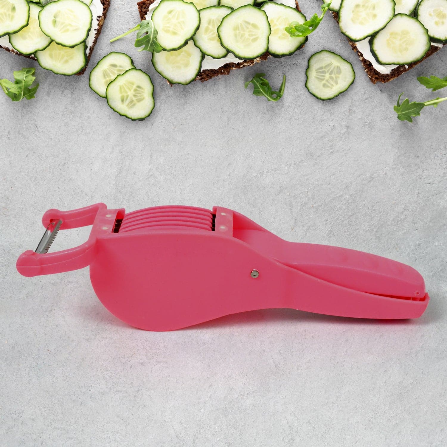 Plastic 2 in 1 Vegetable & Fruit Multi Cutter 5 Blade Vegetable Cutter with Peeler (1 Pc / Multicolor) thumbnail 1